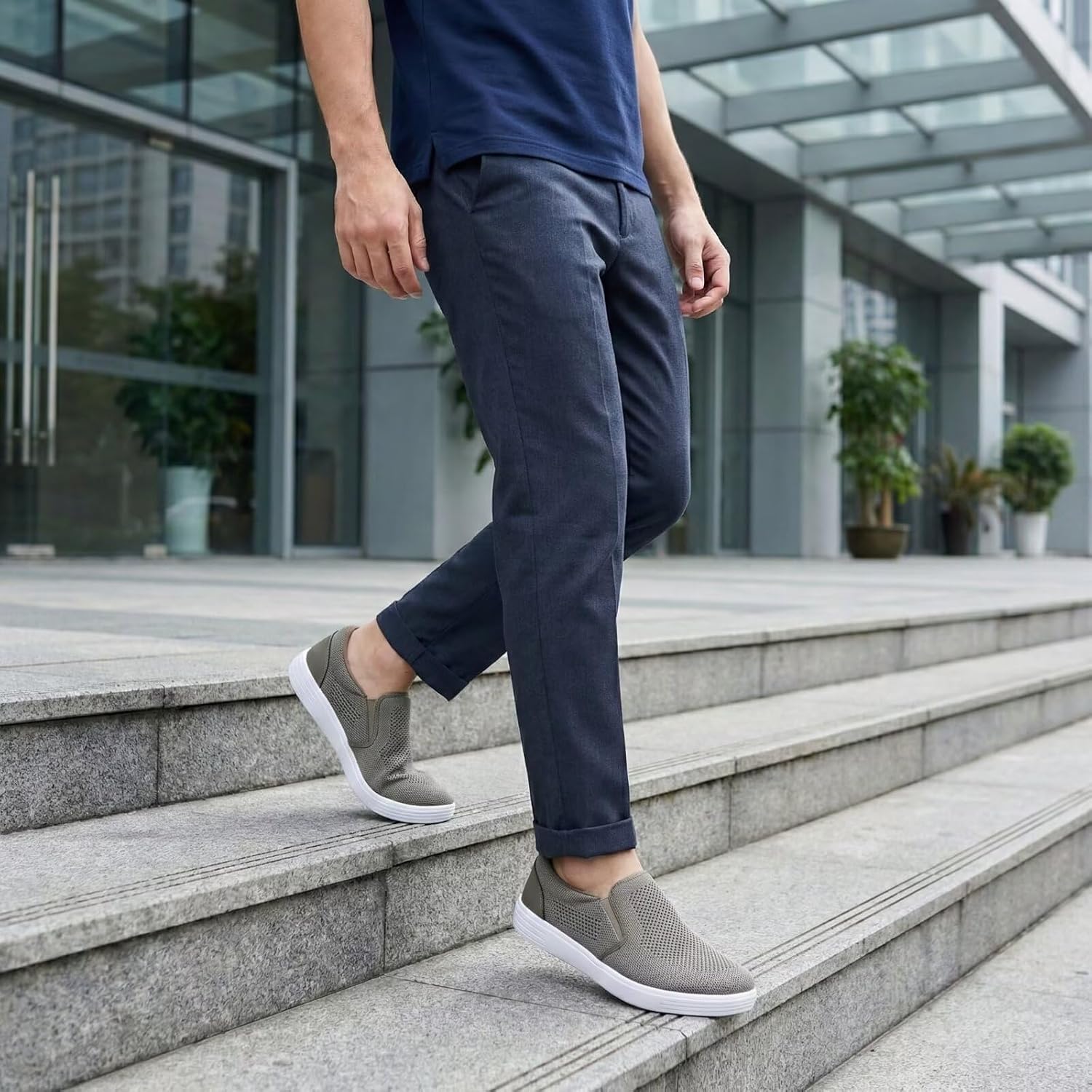 Detalle de konhill Herren Mesh-Schlupfschuhe für Strand & Freizeit – Atmungsaktive Bootssneaker mit leichtem Komfort