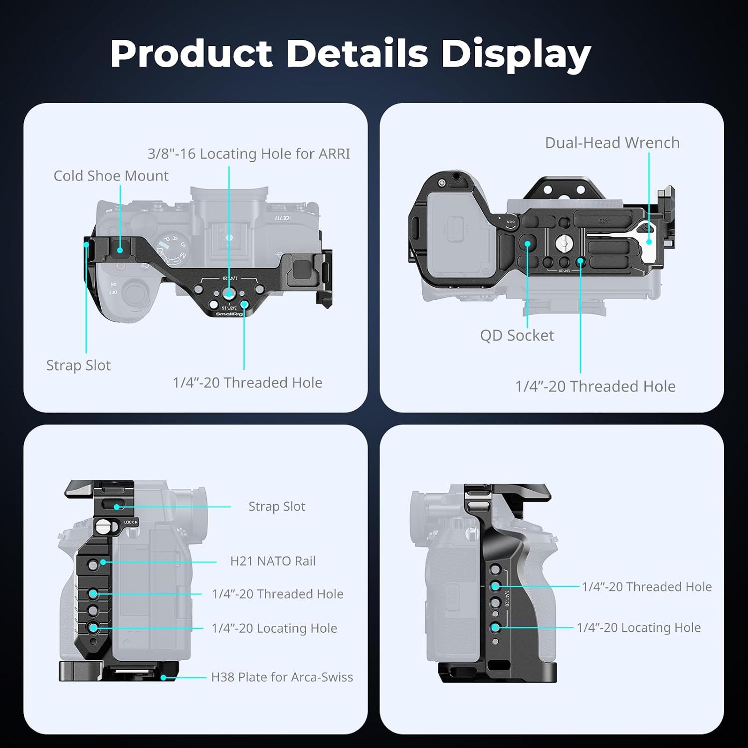 Thumbnail 1 de SmallRig HawkLock Quick Release Cage 3667C for Sony Alpha 7R V / A7 IV / A7S III / A1 / A7R IV / A7 V