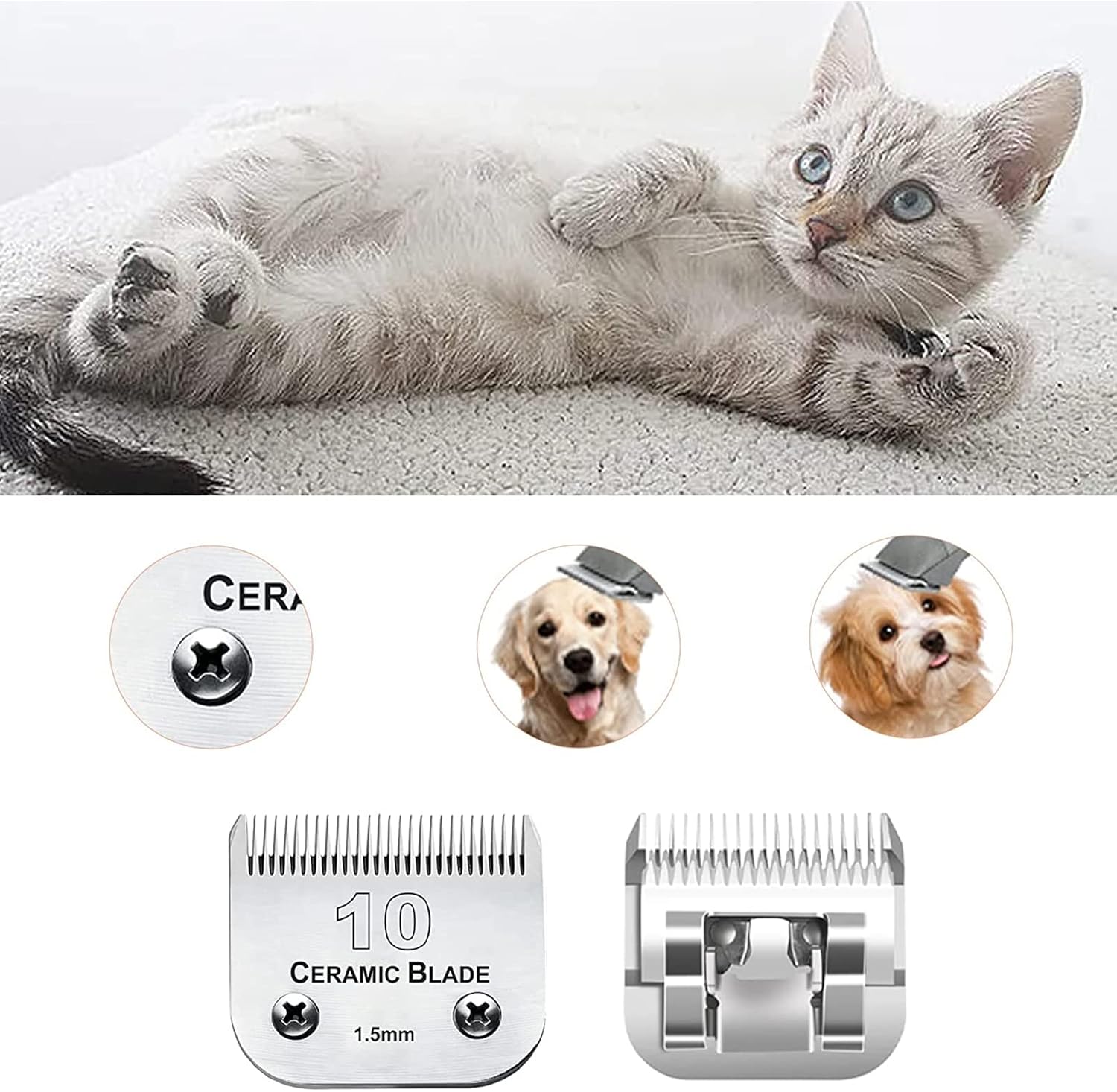 Thumbnail 4 de 3 Pack 10 Detachable Dog Clipper Replacement Blades (1.5mm) – ceramic movable blade for Andis & Oster A5 / Wahl KM series
