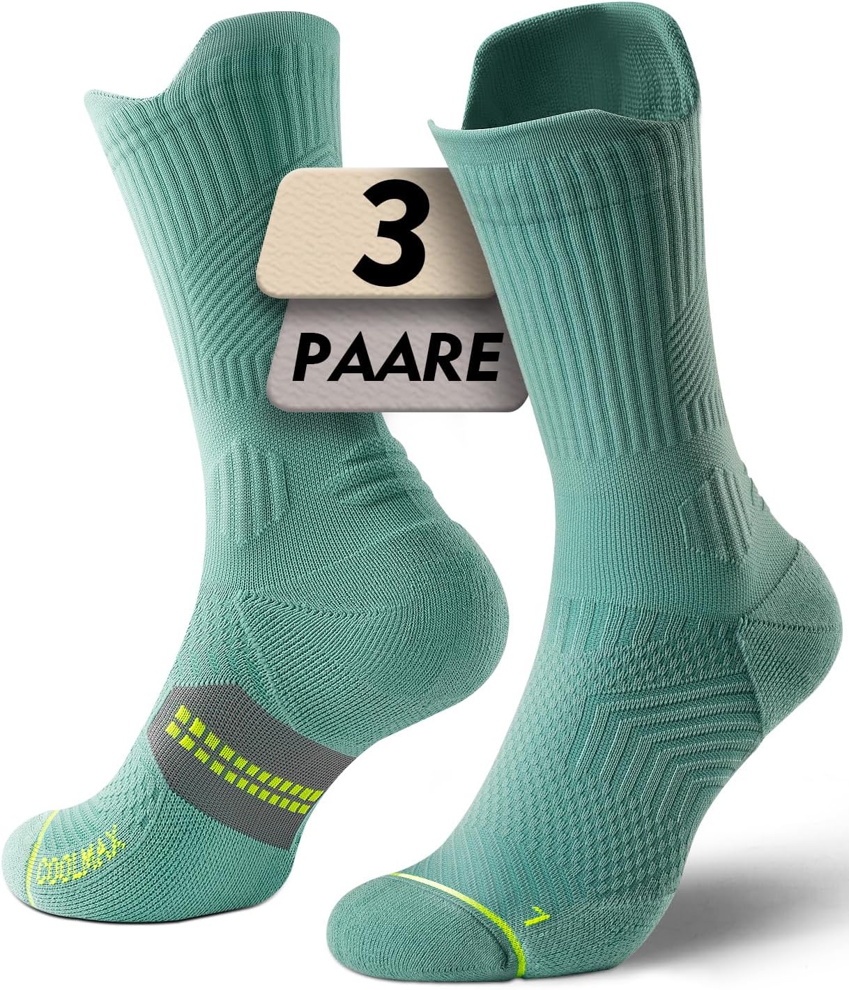 Detalle de Juclise Bambus Kompressions Laufsocken – 15–20 mmHg, Coolmax & Bambus, Anti-Blasen, atmungsaktiv