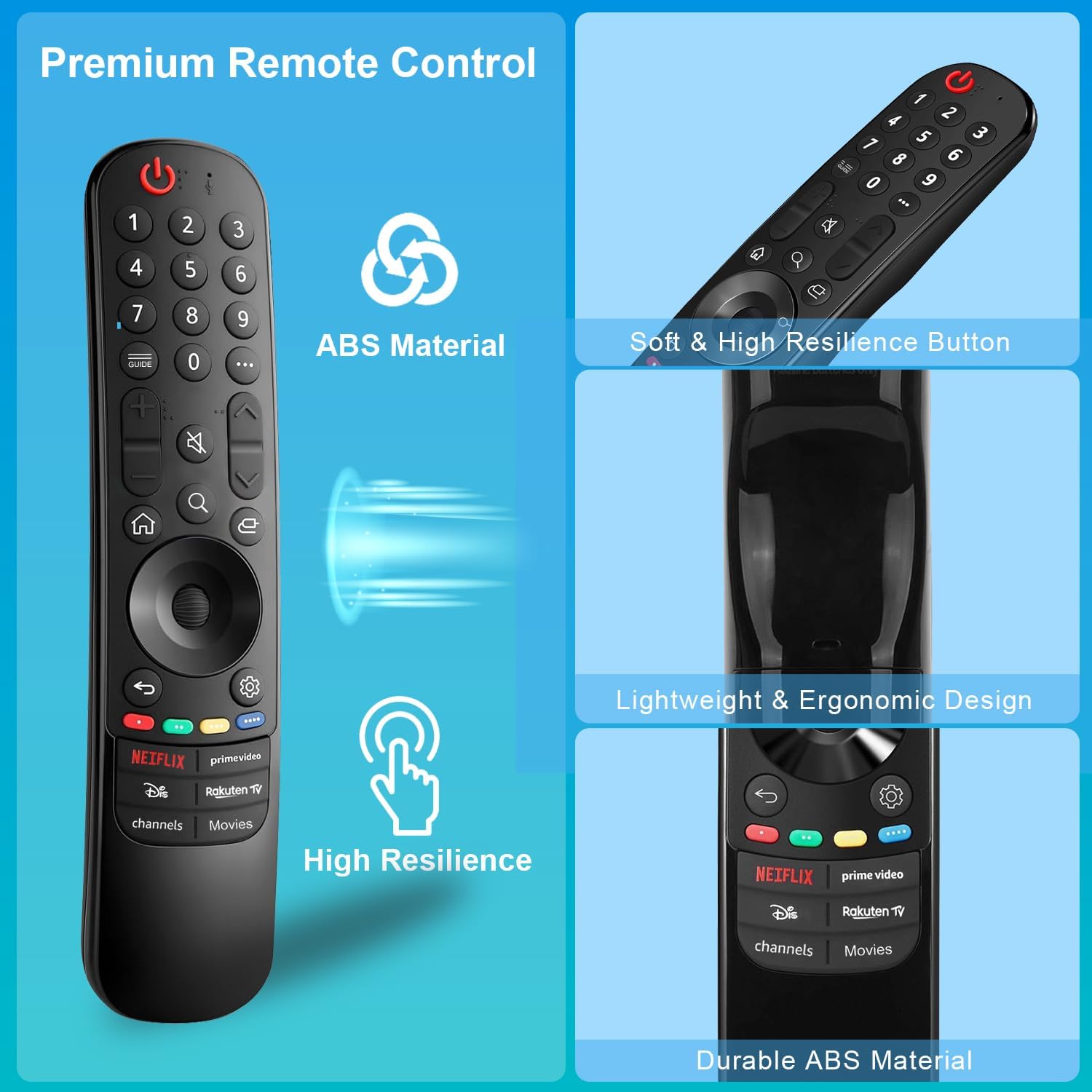 Thumbnail 6 de Replacement for LG Magic Remote (MR23/MR24/MR22/MR21/MR20GA/MR19BA/MR18BA) – Universal IR Remote for Many LG OLED, QNED & NanoCell TVs (No Voice/No Pointer)
