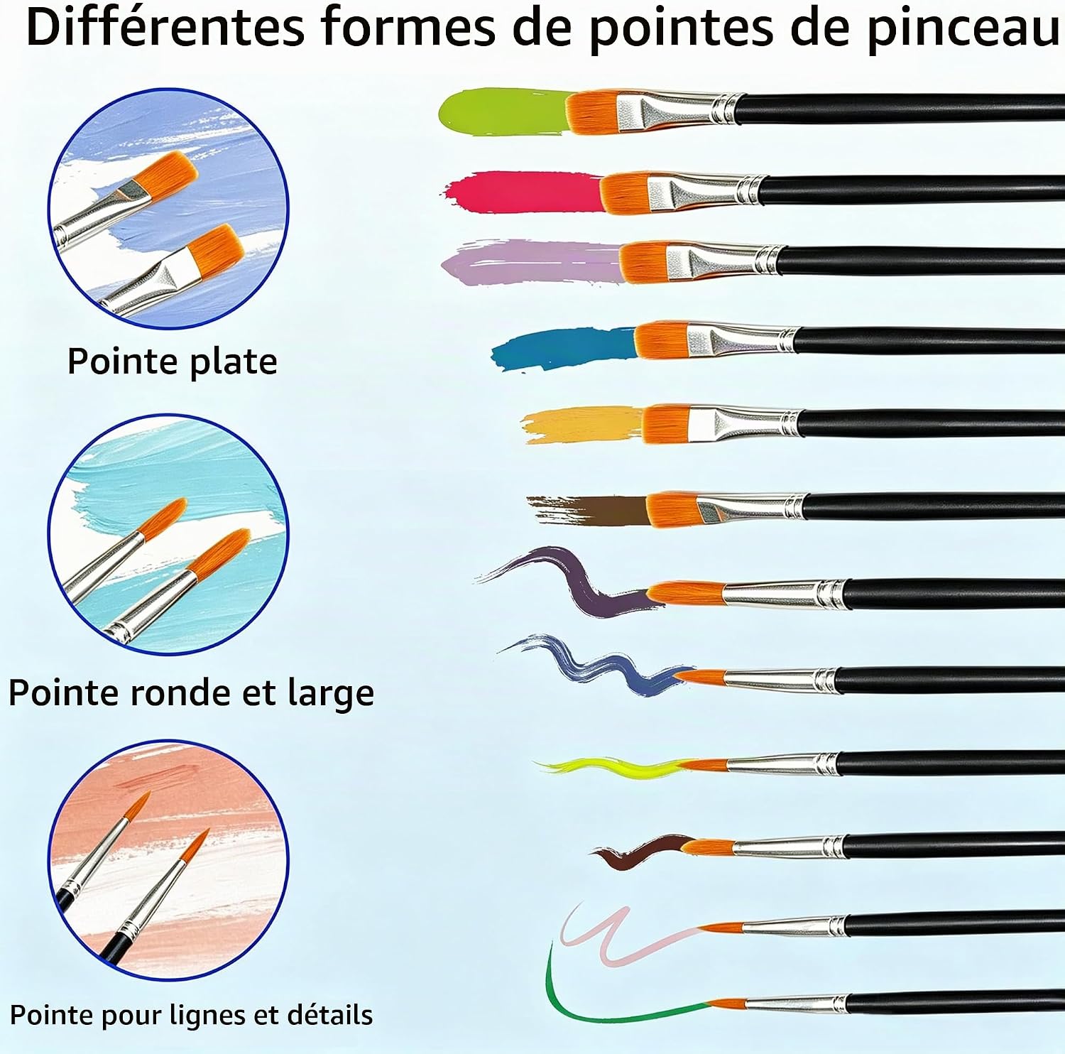 Thumbnail 3 de AiTodos HHB-12Black penselset met 12 nylon penselen voor acryl, olie en aquarel