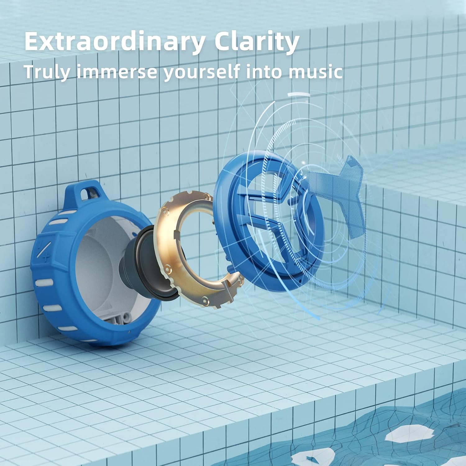 Detalle 2 de EBODA Shower Bluetooth Waterproof Speaker, IPX7 Floating, 24-Hour Playtime