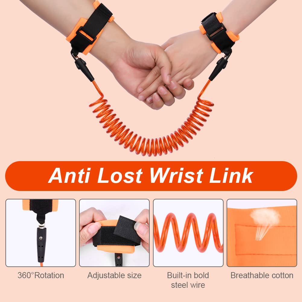 Detalle de AOMIG Baby Anti-verloren Gürtel mit 2,5 m Handgelenk-Leine (Orange)