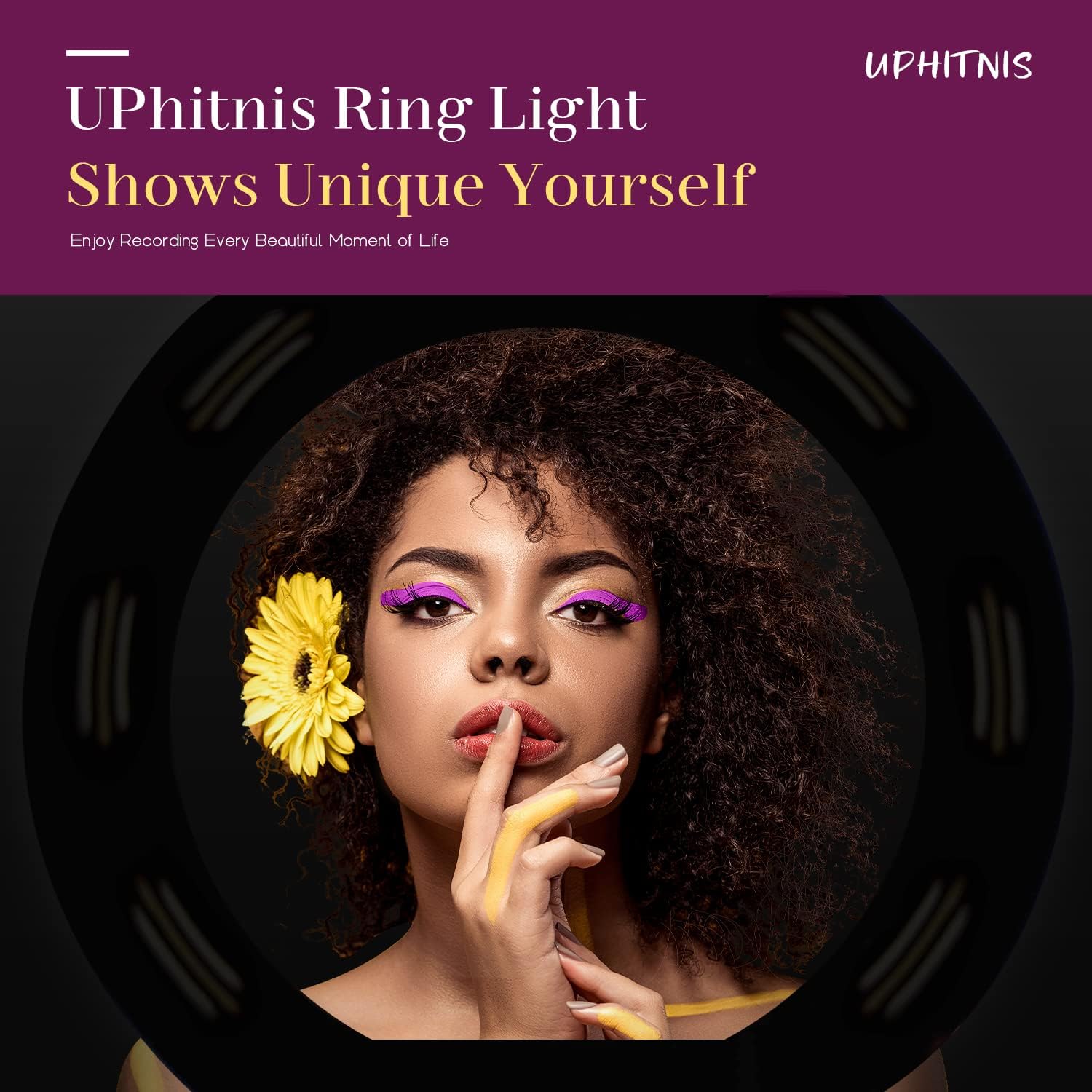 Detalle de 12-Inch Ring Light with Tripod Stand and Dual Phone Holders