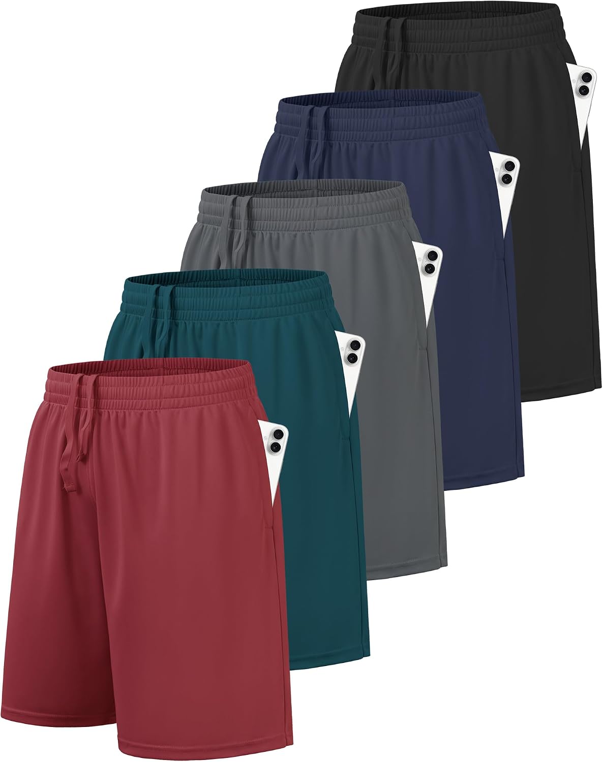 Detalle de BALENNZ Boys’ Basketball Shorts, 5-Pack