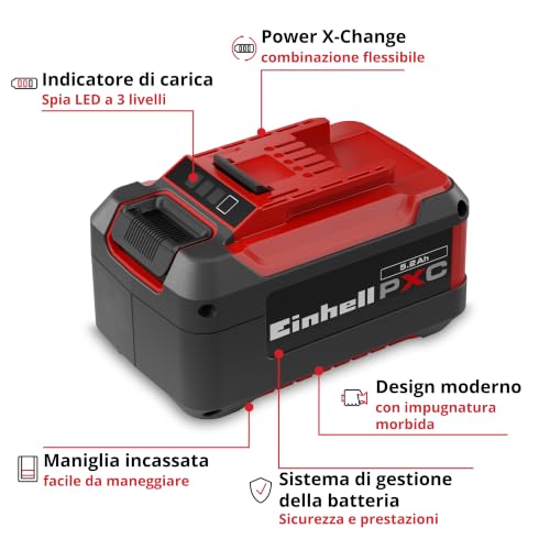 Detalle de Einhell Original Battery PXC 18 V 5,2 Ah: autonomia modulare per la tua gamma Power X-Change