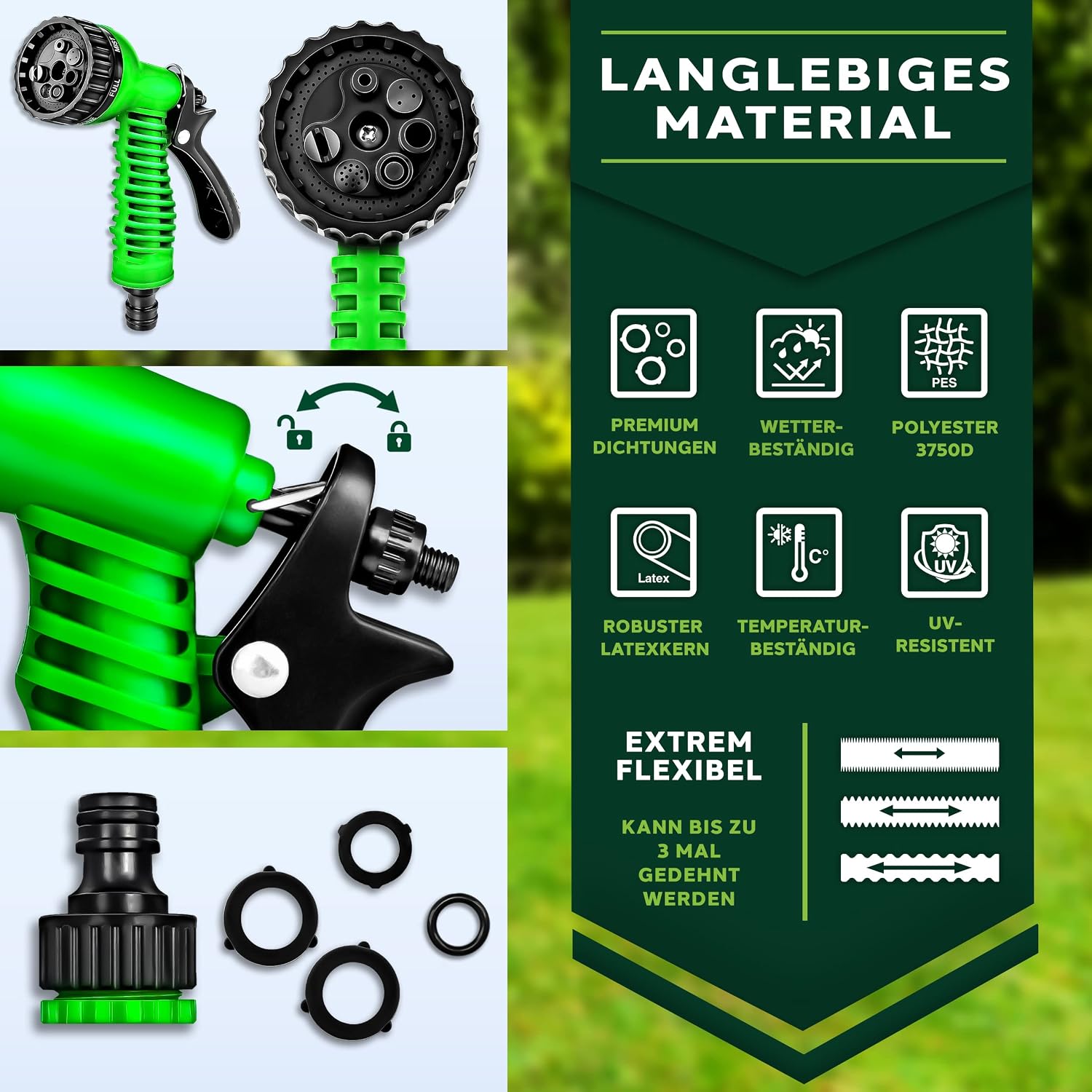 Thumbnail 2 de TRESKO® flexiSchlauch – Flexibler Gartenschlauch (22,5 m) mit dehnbarem Latex-Innenmaterial