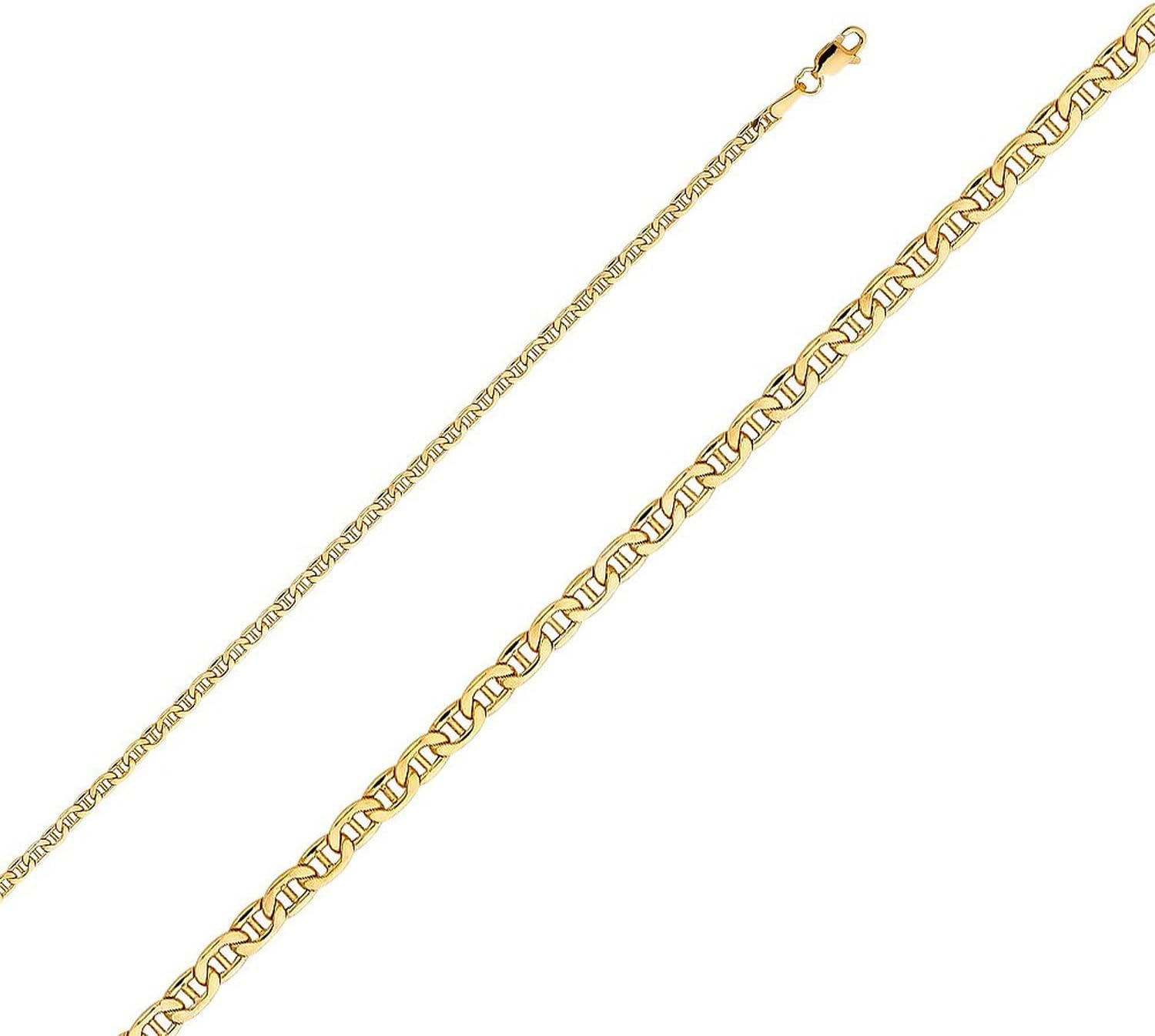 Detalle de Catena in oro giallo 585 da 14 carati con maglia piatta marina - produzione italiana