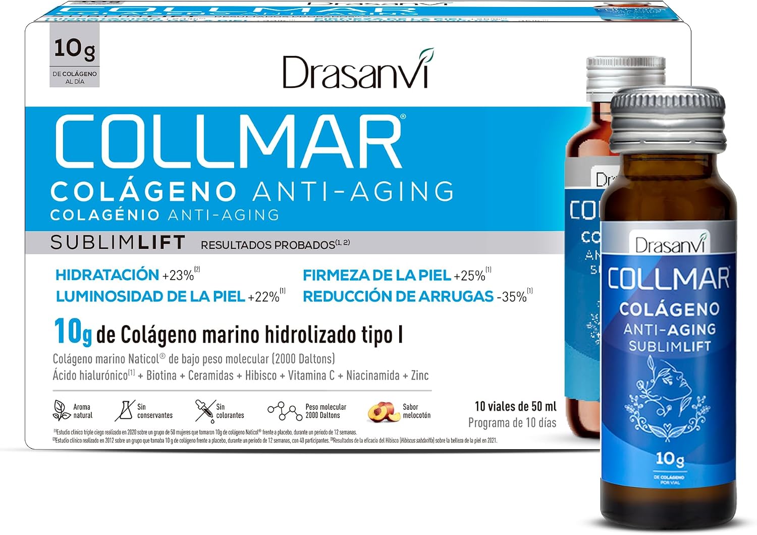Detalle de Colágeno Marino DRASANVI Shot 10g Melocotón para piel firme