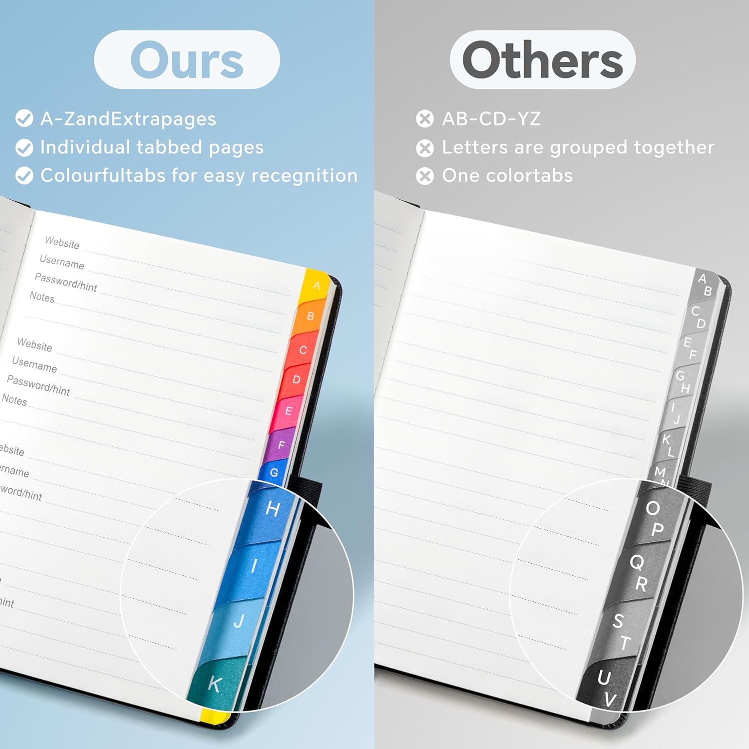 Thumbnail 1 de HwxBen Password Book with Colourful A–Z Tabs (Seagreen) – Hardcover internet password keeper