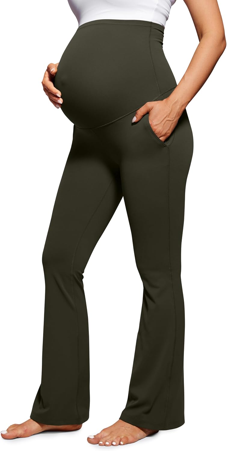 Detalle de CRZ YOGA Butterluxe Legging Évasé de Maternité avec Poches – 79 cm