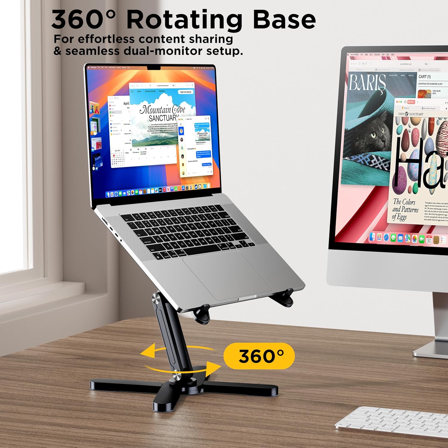 Thumbnail 4 de FoldWise X Premium Laptop Stand for Desk – 100% Aluminium, 360° Rotation, Adjustable Height