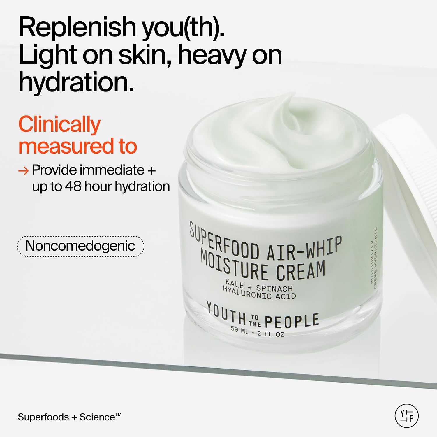 Detalle de Youth To The People Superfood Air-Whip Moisturiser with Kale, Spinach & Hyaluronic Acid (59ml)