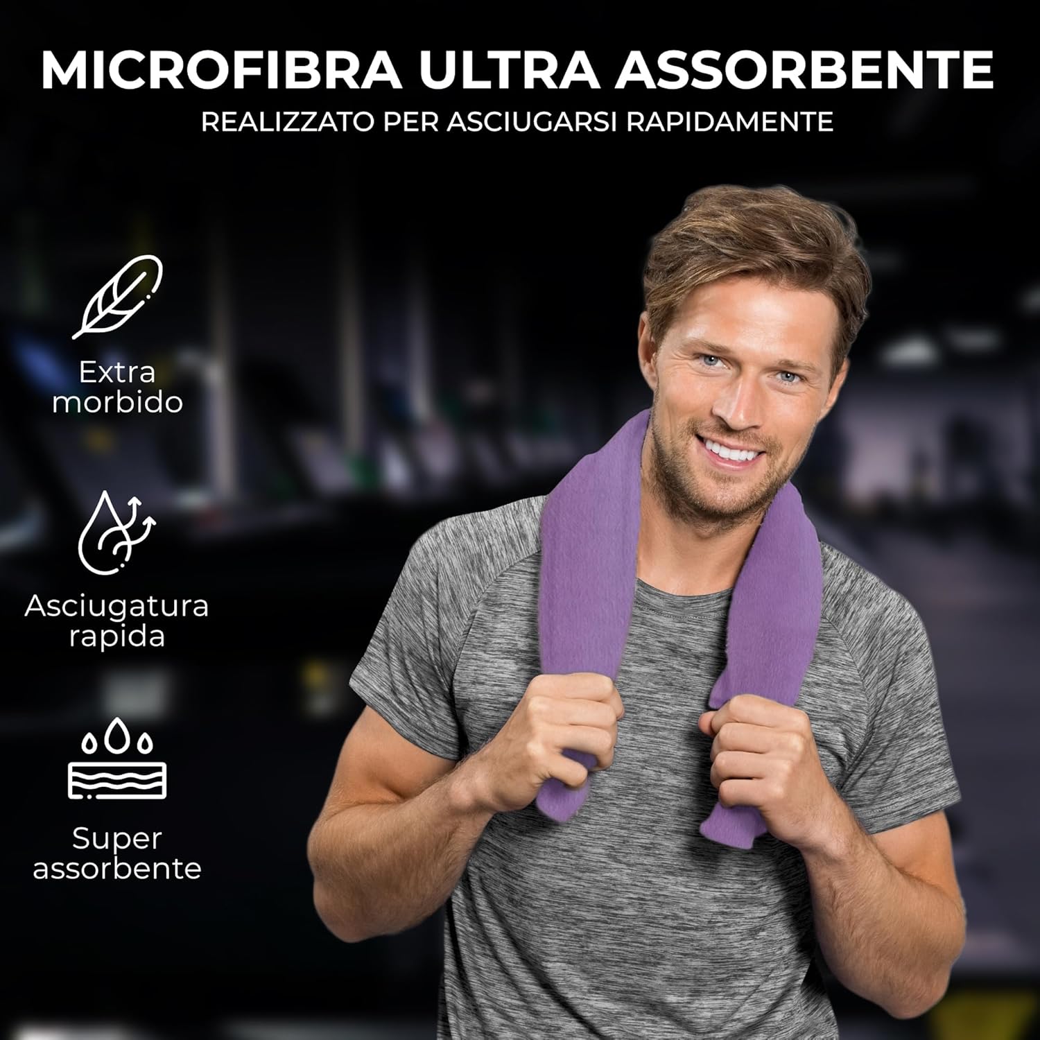 Detalle 2 de Zenacross Asciugamano Palestra 100x200 cm Viola con Borsa per il Trasporto — Microfibra ad Asciugatura Rapida, XXL