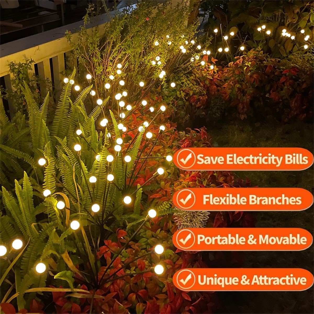 Detalle 2 de SIOTMERA SQD T4 Solar Firefly Garden Lights, 4-Pack, 6 LEDs Each