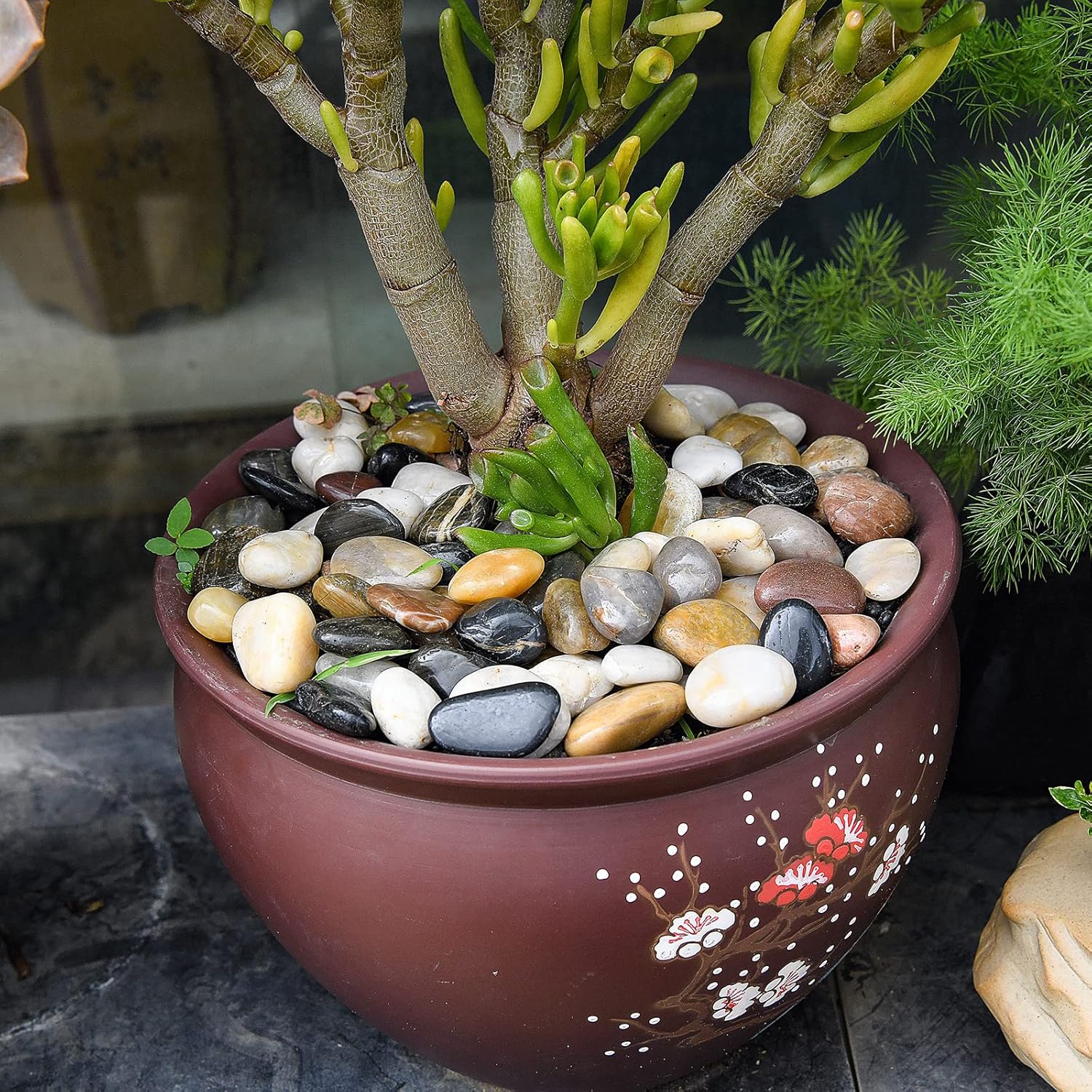 Thumbnail 2 de Hisredsun Dekorative Steine 0,95 kg – polierte Flusskiesel für Blumenkästen, Garten und Aquarium