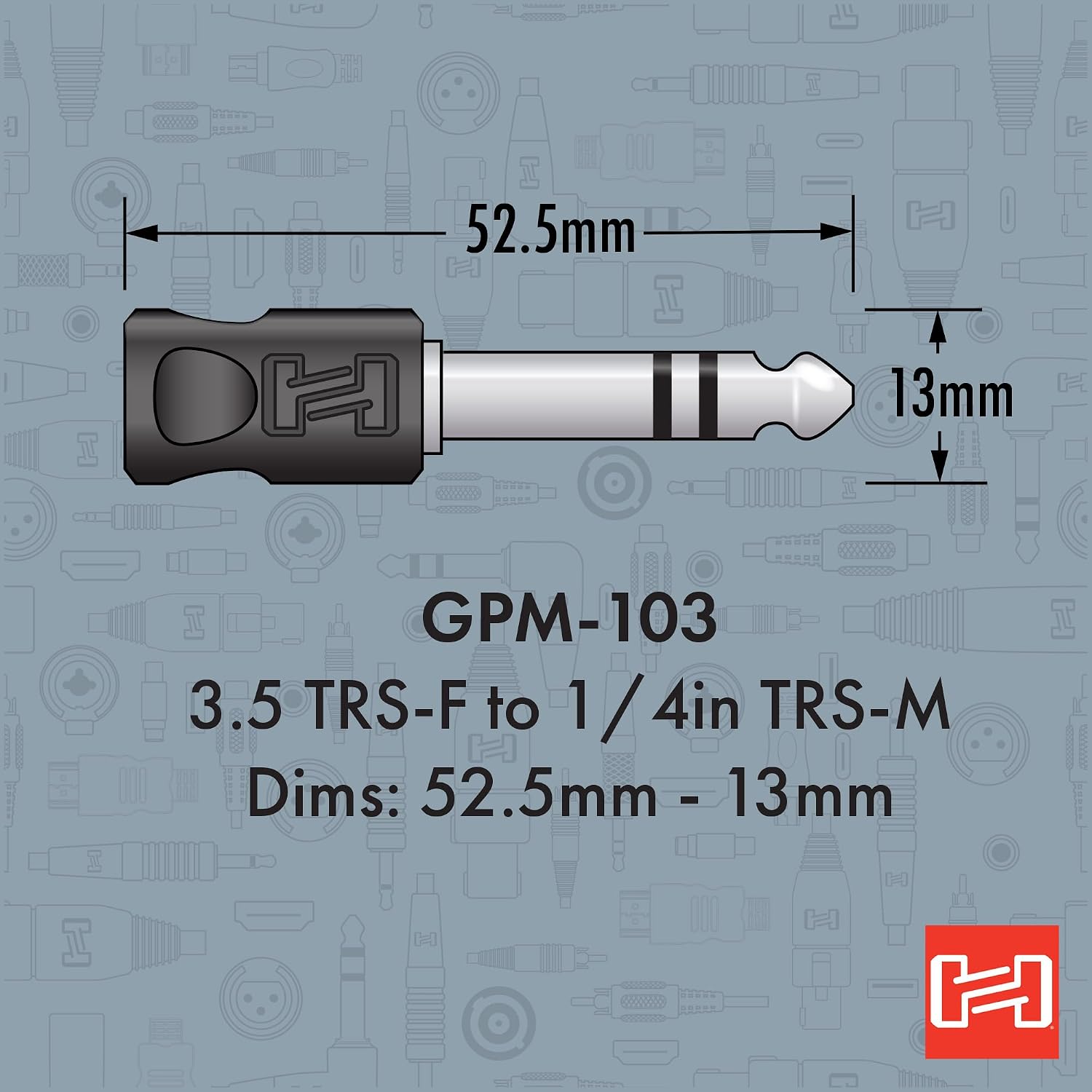 Detalle 2 de Hosa GPM-103 hörlursadapter, 3,5 mm TRS till 1/4-tums TRS, svart