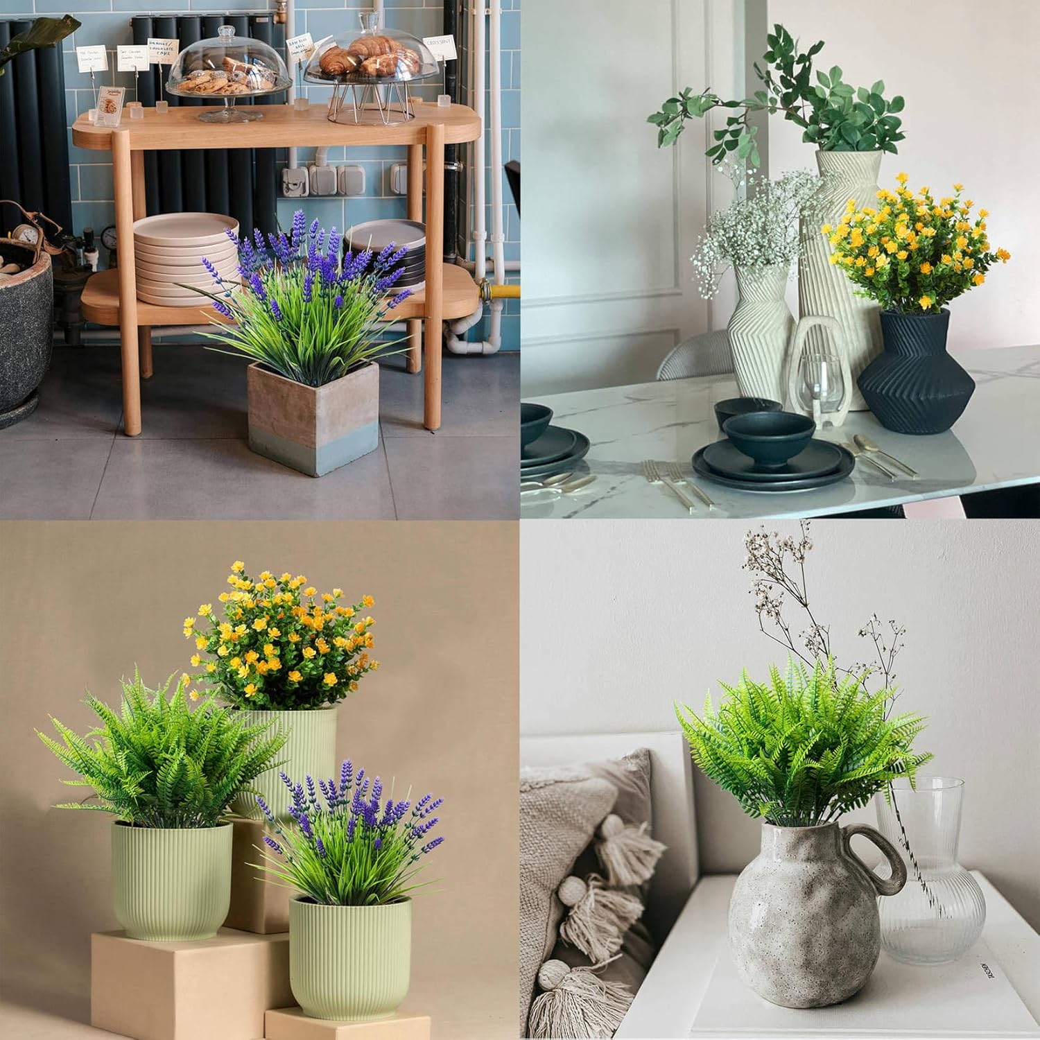 Thumbnail 5 de YXYQR 18PCS Artificial Spring Plants (Monk Grass, Ferns & Flowers) UV-Resistant Faux Greenery for Outdoor & Hanging Displays