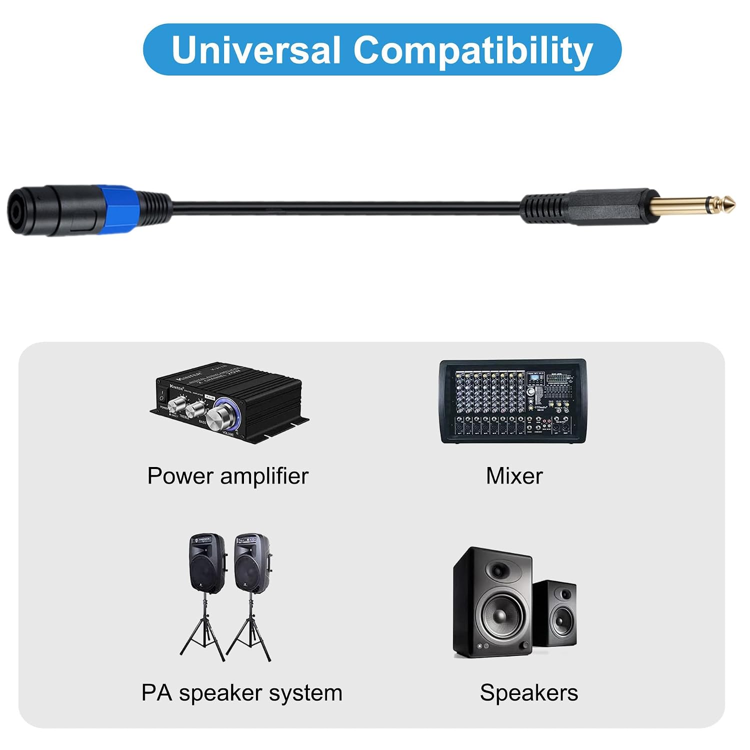 Thumbnail 3 de MTUERANC Speakon to 1/4 Mono Speaker Cable, 50 cm, 2-Pole TS Adapter