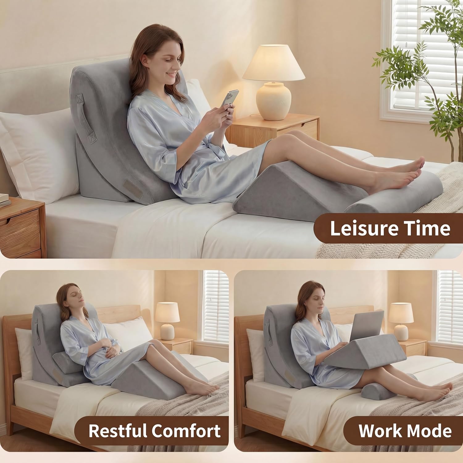 Thumbnail 1 de Axelrod 4PCS Orthopedic Bed Wedge Pillow Set (post-surgery foam) for back, neck & leg comfort