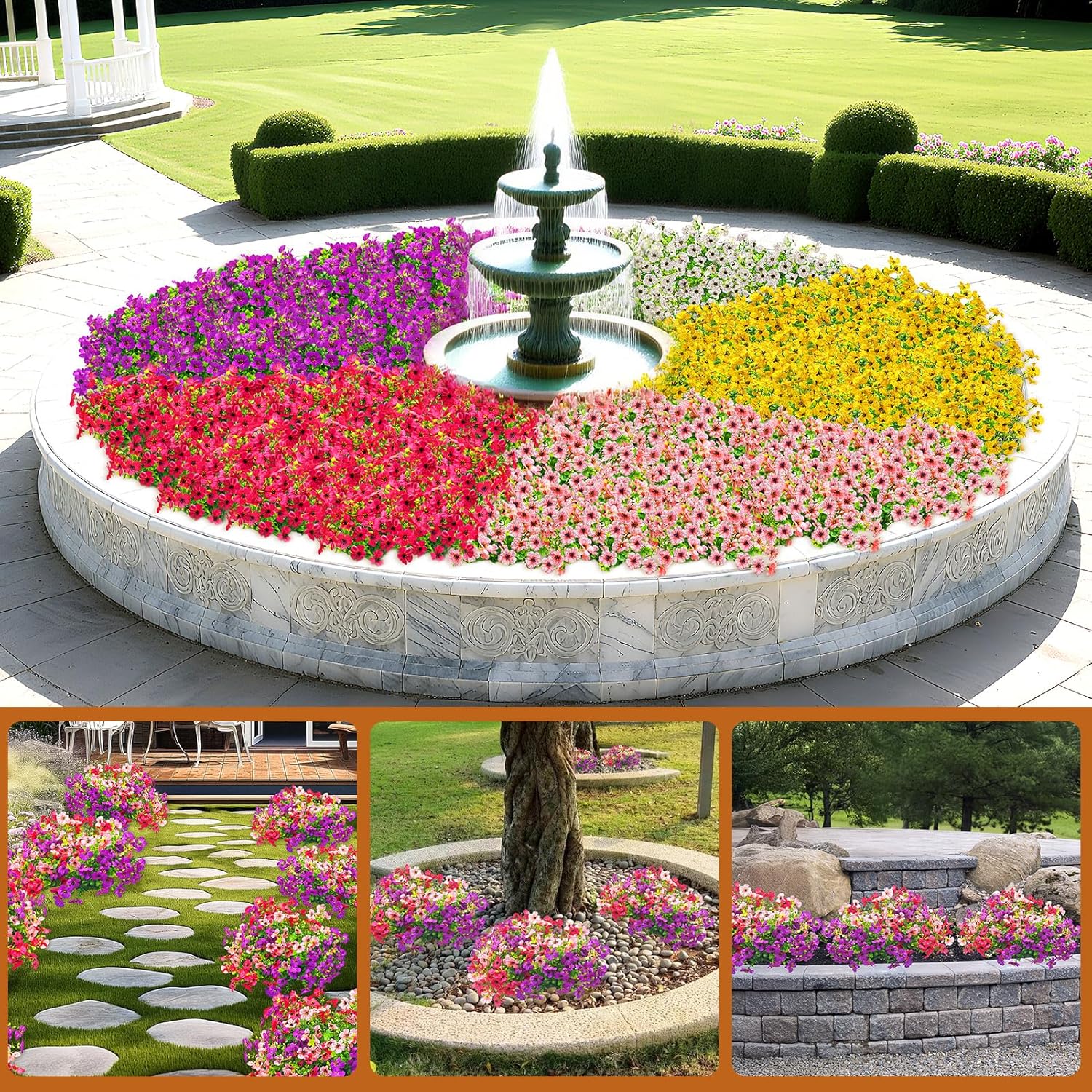 Thumbnail 2 de OZMI Artificial Flowers Outdoor 189 Fake Flowers (9 Bundles) UV Resistant Faux Silk Bouquet