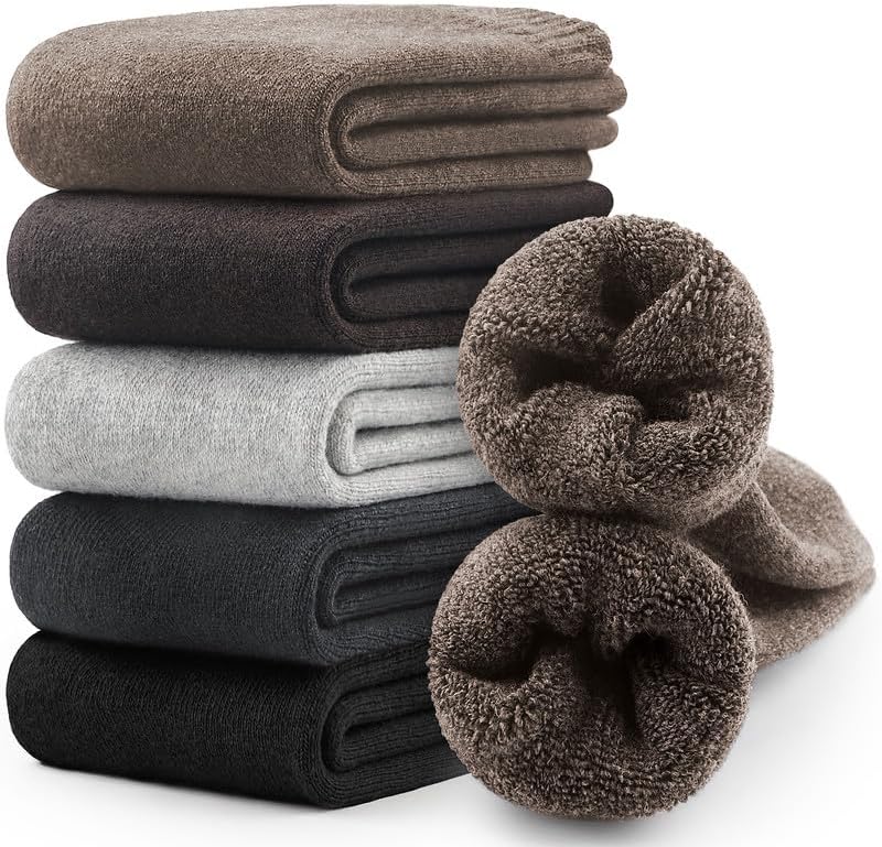 Detalle de SIMIYA sc10 Merino Wool Crew Socks, Extra-Thick, 5 Pairs