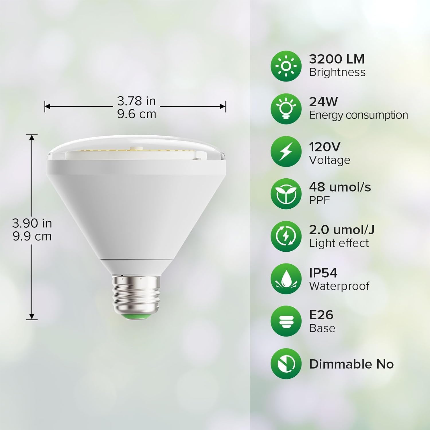 Thumbnail 2 de SANSI C21GL-JE26-24W BR30 LED Grow Light Bulb, Full Spectrum, 24W