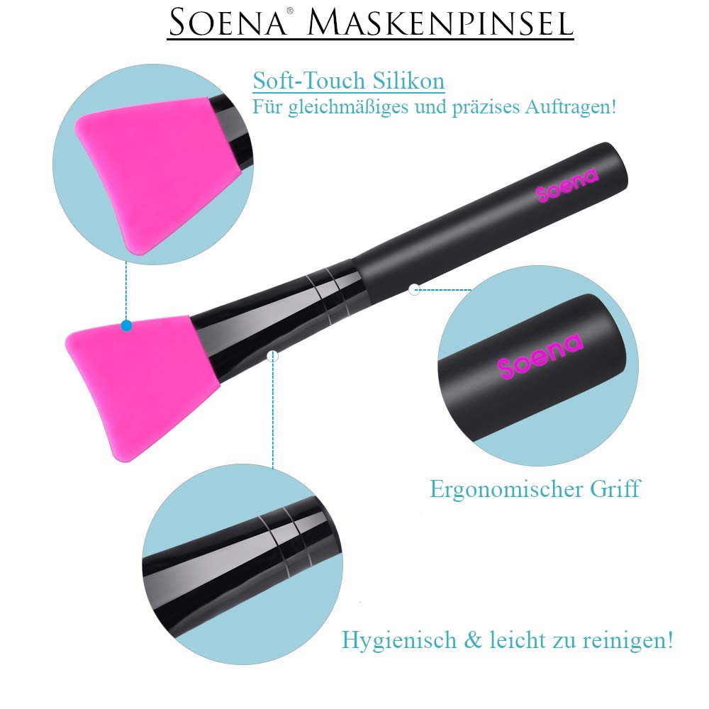 Detalle 2 de Das ORIGINAL - SOENA Black Mask + MASKENPINSEL XXL Tube 100 ml – Peel-Off Maske mit Aktivkohle gegen Mitesser