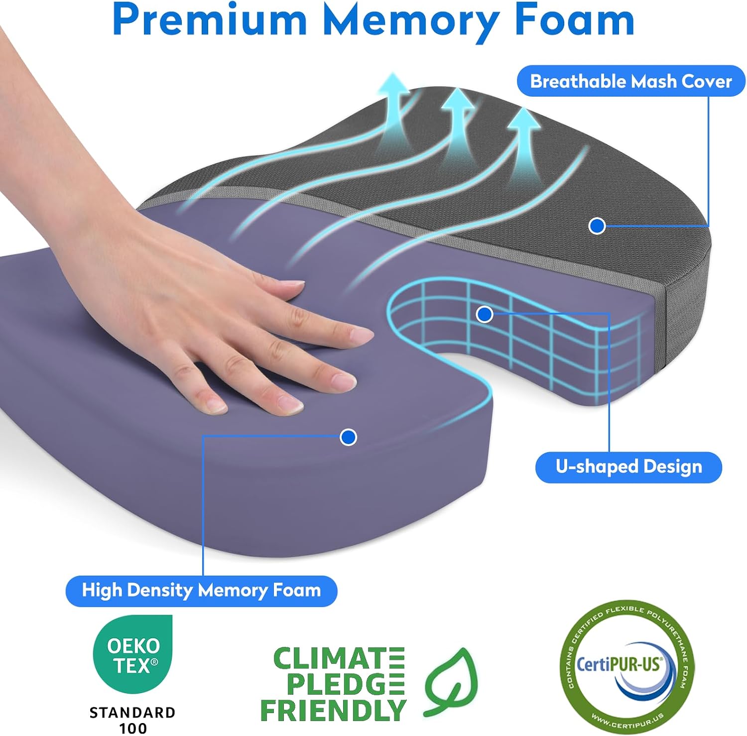 Detalle 2 de CushZone Memory Foam Seat Cushion