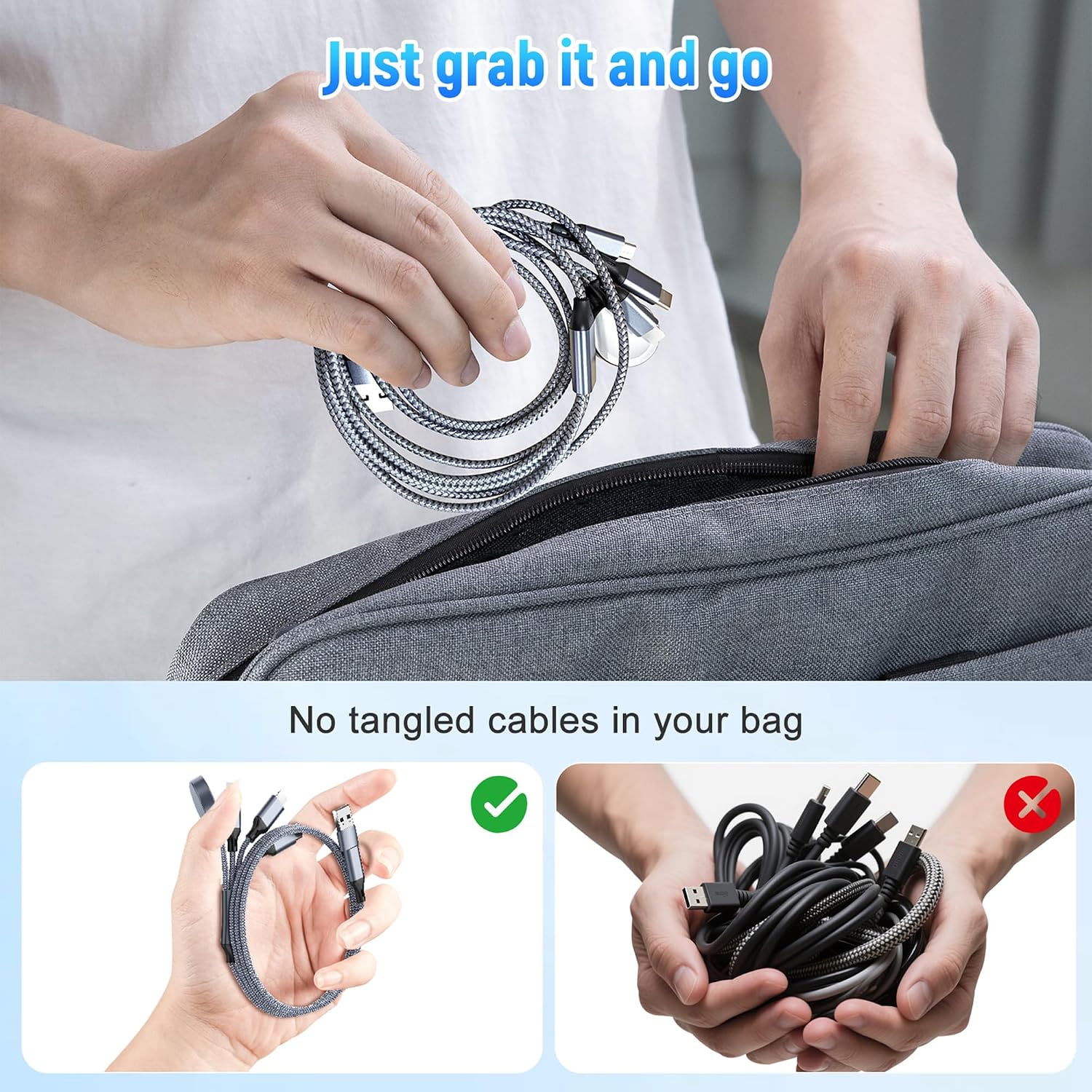 Thumbnail 5 de 4 in 1 Charging Cable for Apple Watch, iPhone, iPad and More – imododomio 1.2m Braided Travel Cable