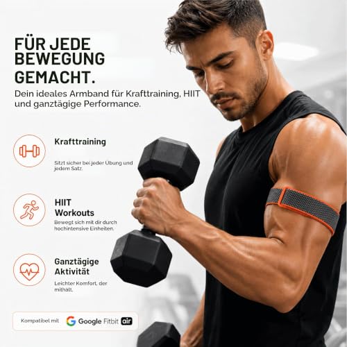 Detalle de Zspoly Oberarmband kompatibel mit Google Fitbit Air – verstellbares, atmungsaktives Nylon-Armband für Sportler