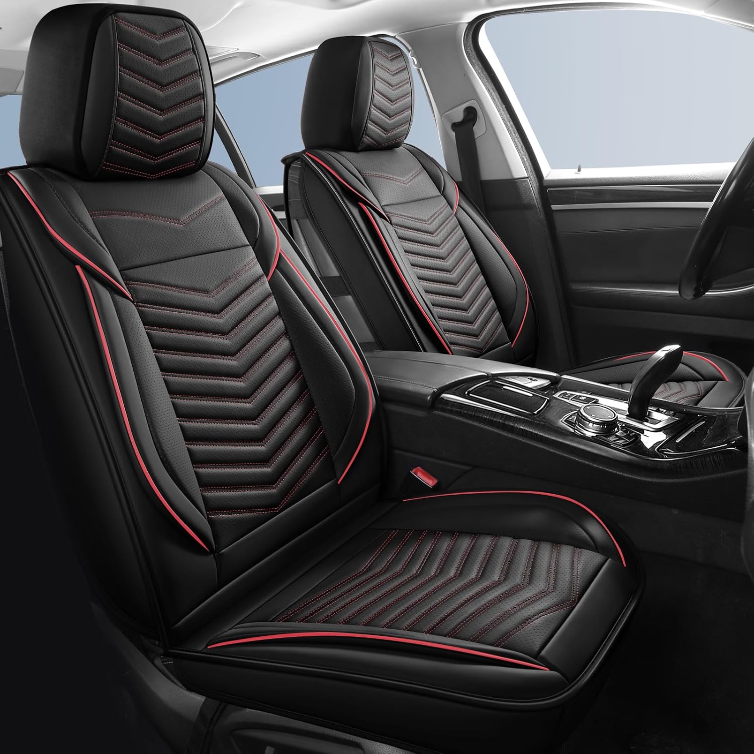 Thumbnail 1 de HChengkikz Nappa Leather Car Seat Covers Full Set — Waterproof, Airbag Compatible, Universal Fit