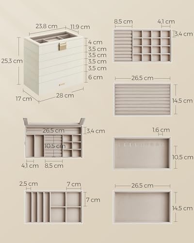 Thumbnail 5 de SONGMICS Caja Joyero Apilable de 6 Capas con Tapa de Cristal Transparente