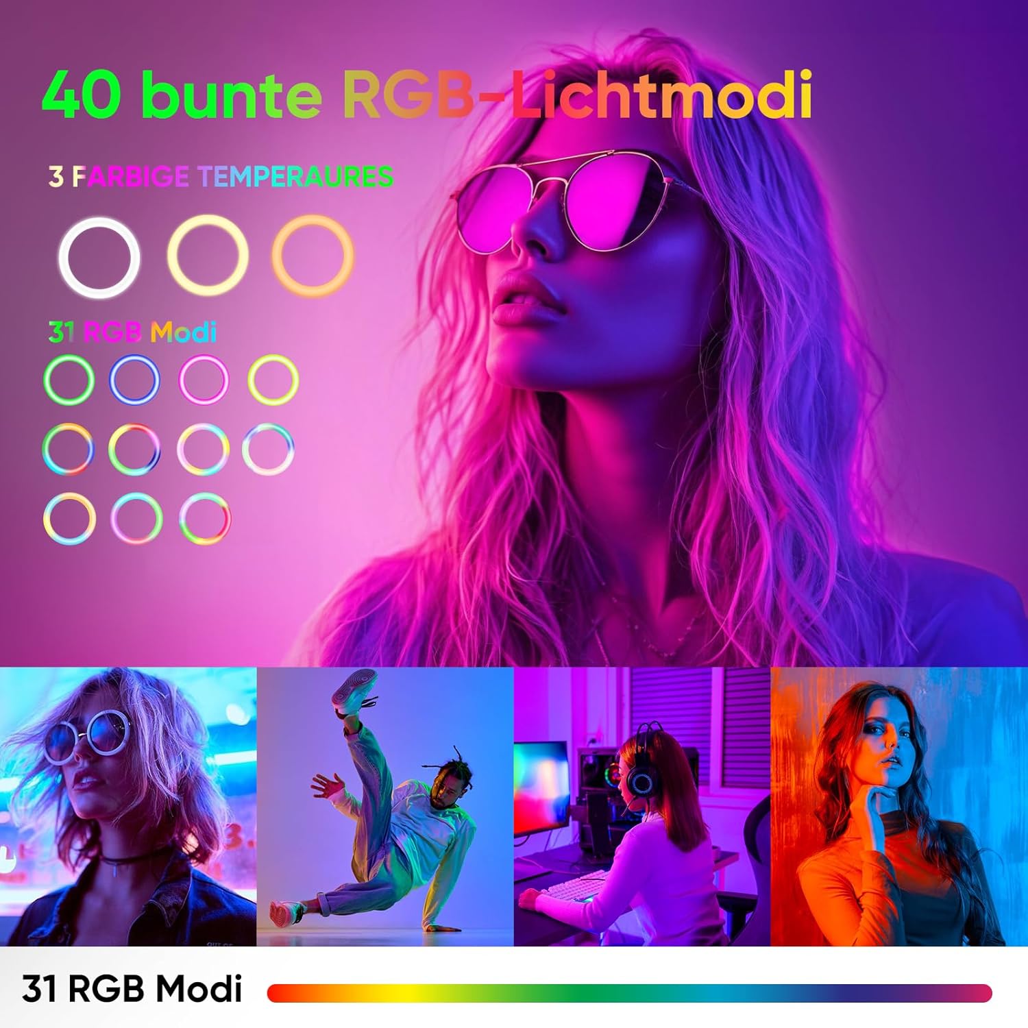 Thumbnail 2 de KOSCHEAL Ringlicht 12 Zoll für Selfies