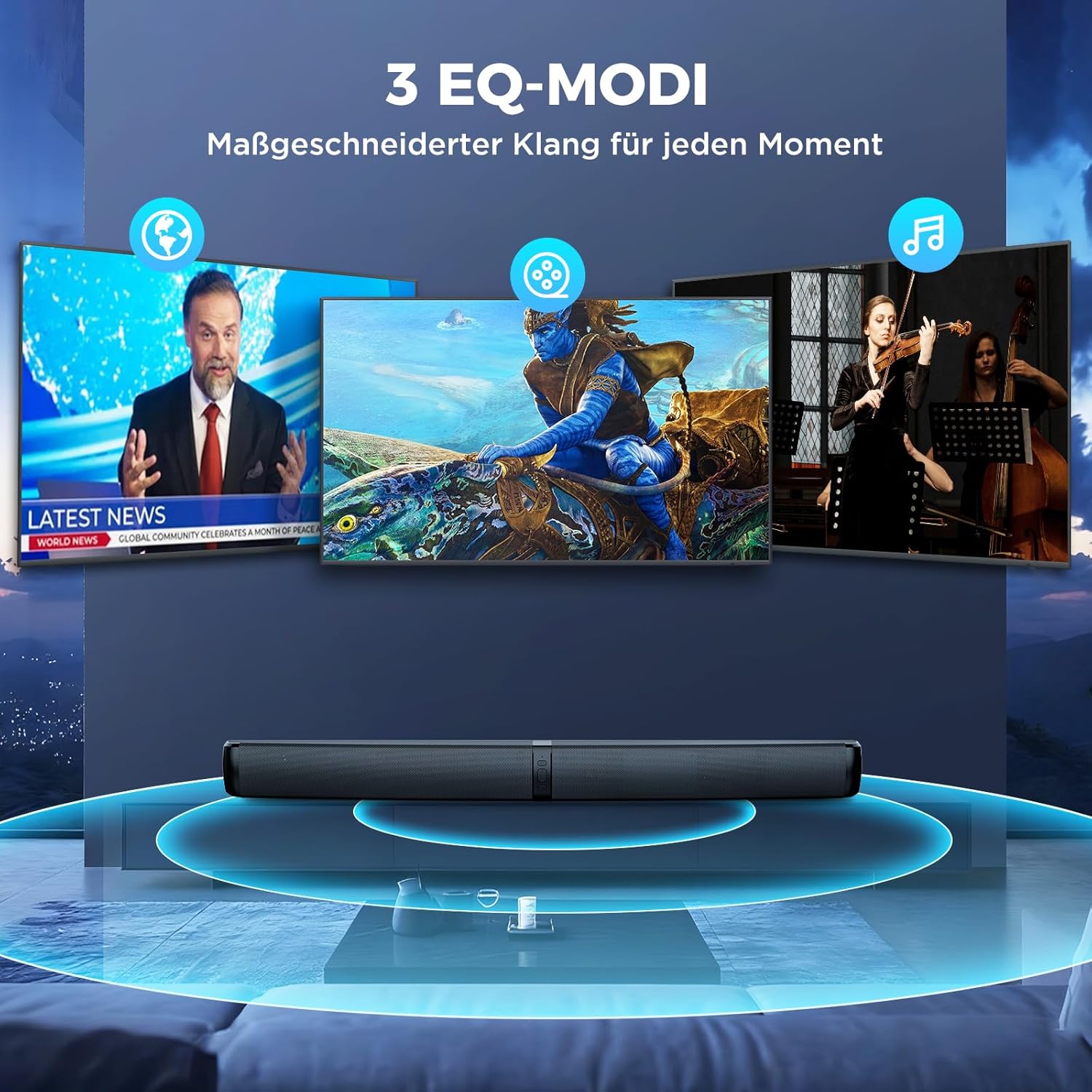 Detalle de GarageRock Soundbar für TV-Geräte – 2026 Upgrade, 90 W 2-in-1 Soundbar mit Bluetooth 5.3, ARC/Opt/AUX, kabellose Vielseitigkeit