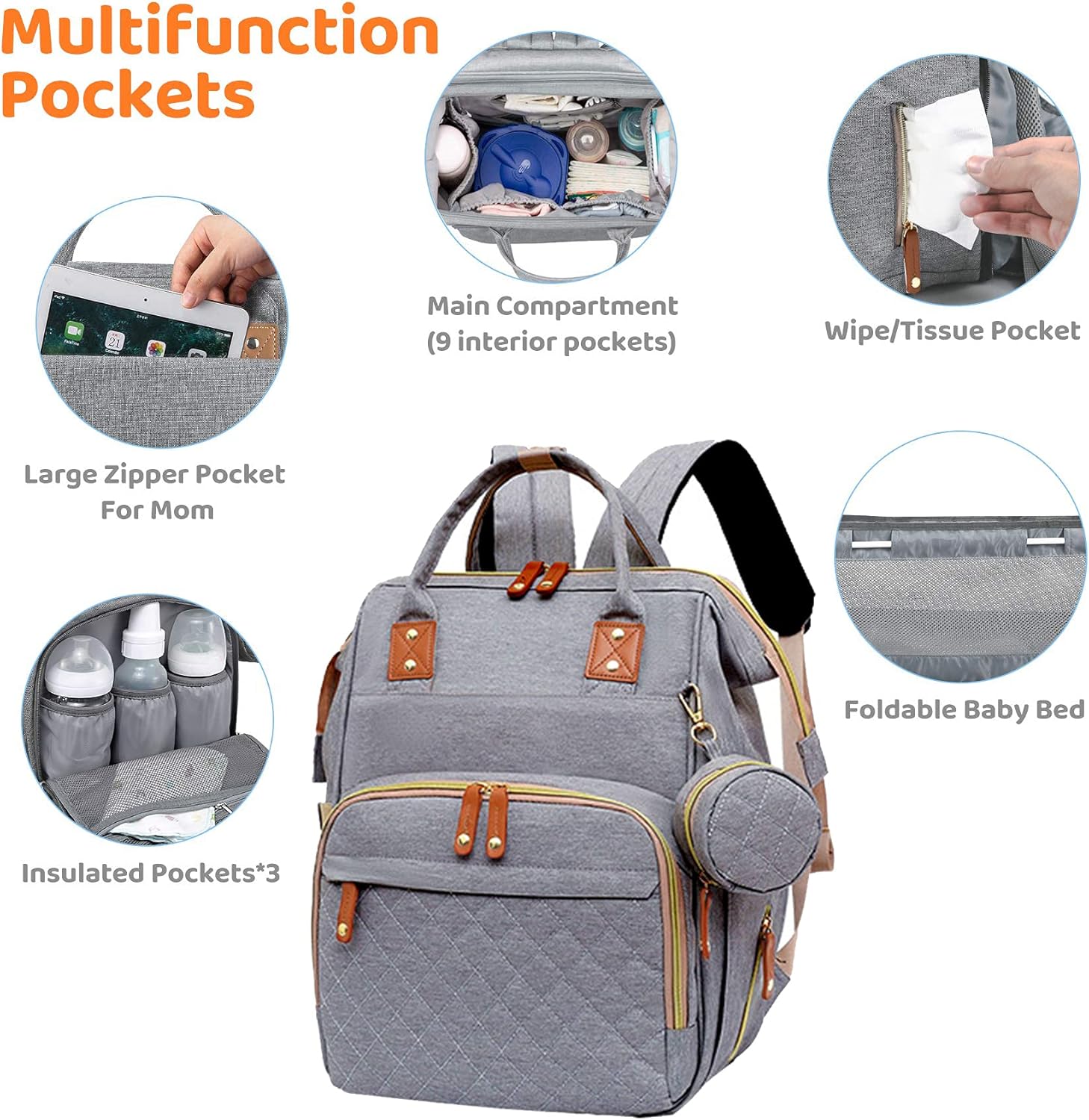 Thumbnail 3 de Fexkean Baby Diaper Backpack for Travel