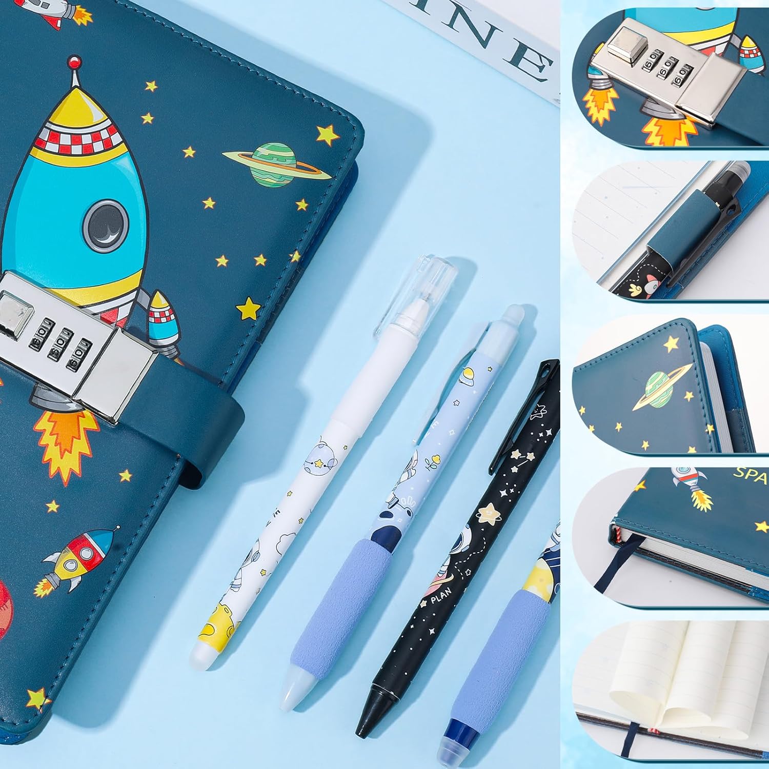 Thumbnail 4 de Candcamp Diary with Lock for Boys: Lockable Secret Journal with 4 Pens Set