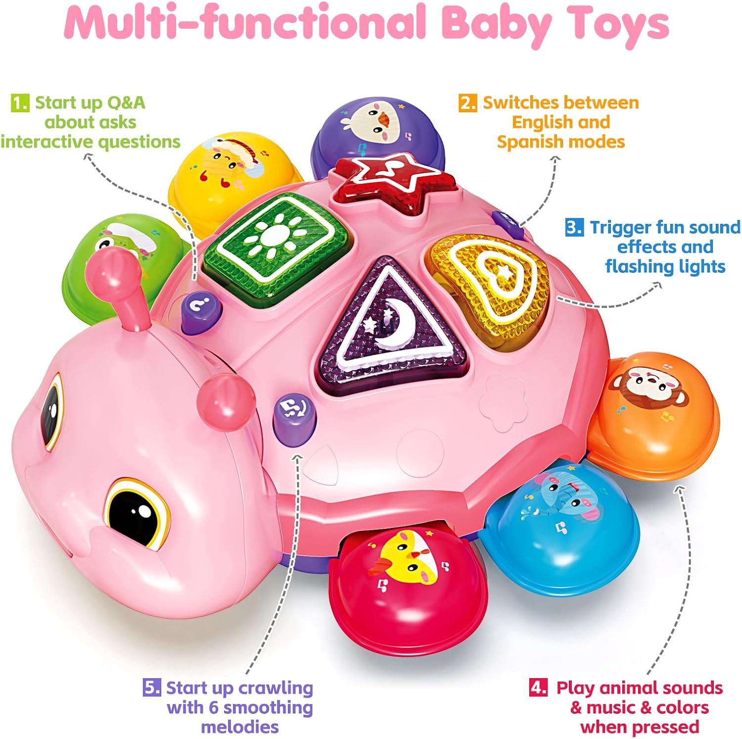 Detalle de Musical Crawling Baby Toy, Pink