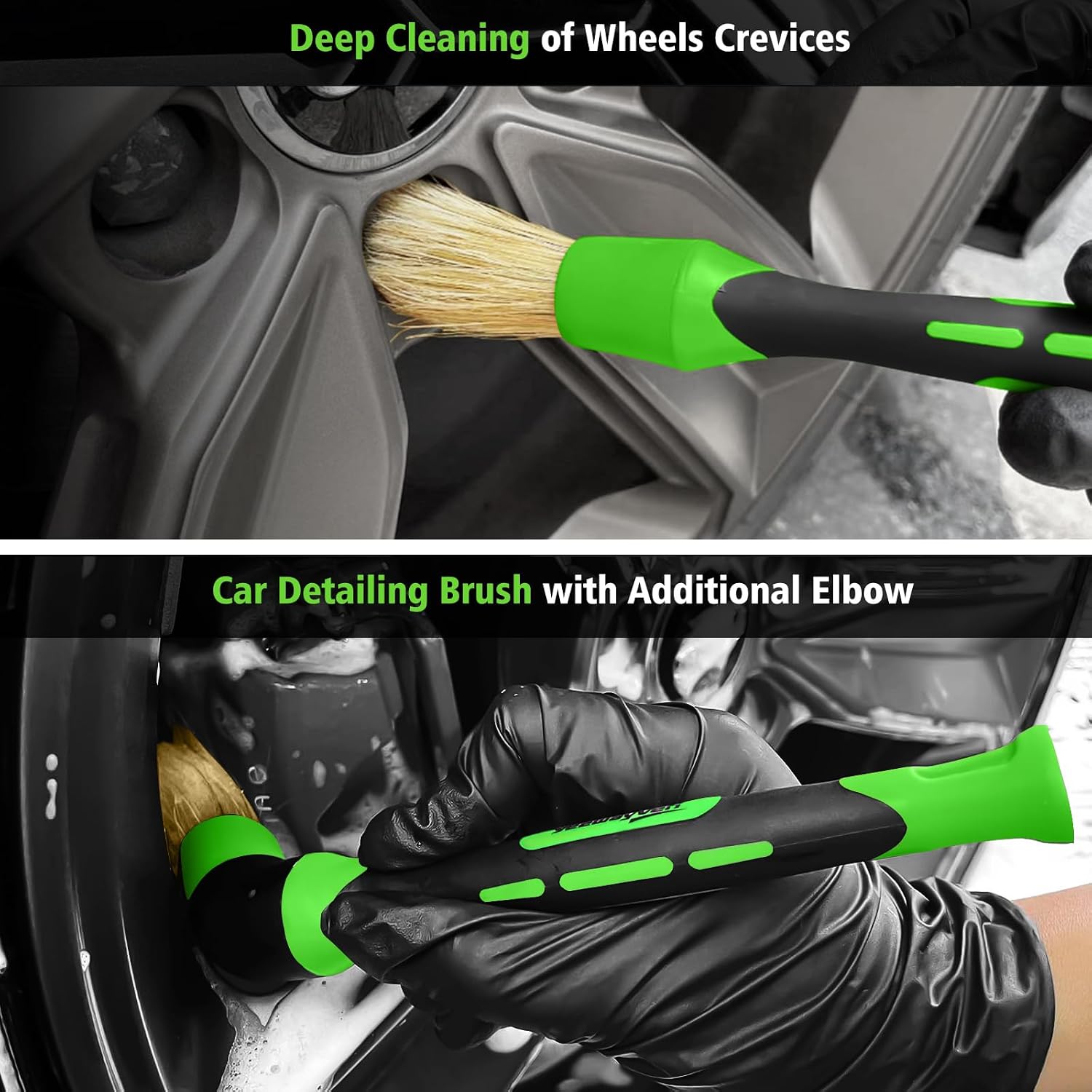Thumbnail 4 de YeewayVeh 5PCS Pro Wheel Detailing Kit: 360° Bendable Wheel Brush, Premium Boar Hair Brush & Tire Shine Applicator
