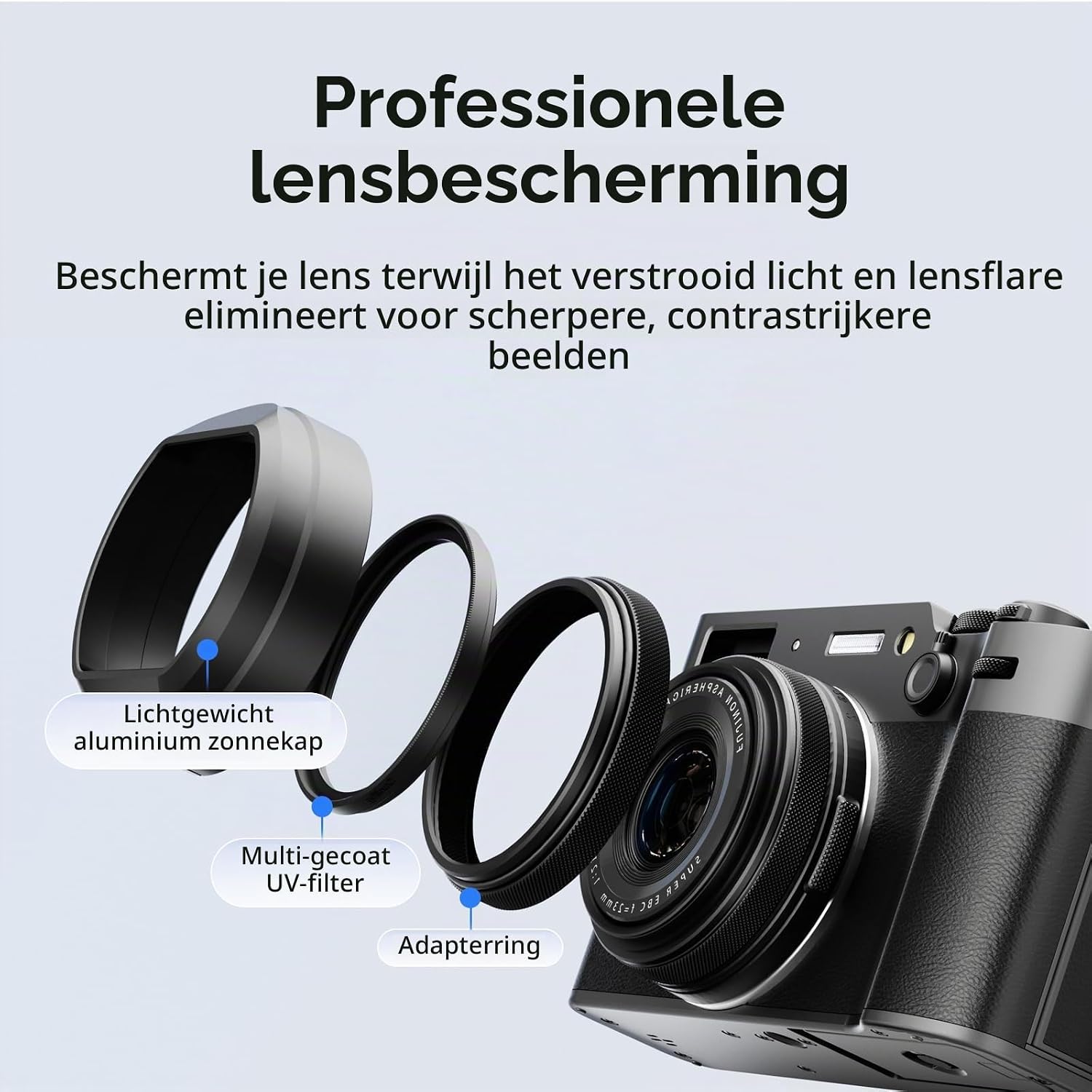Detalle 2 de SMALLRIG 5850 UV-filter met zonnekap voor FUJIFILM X100VI/X100V
