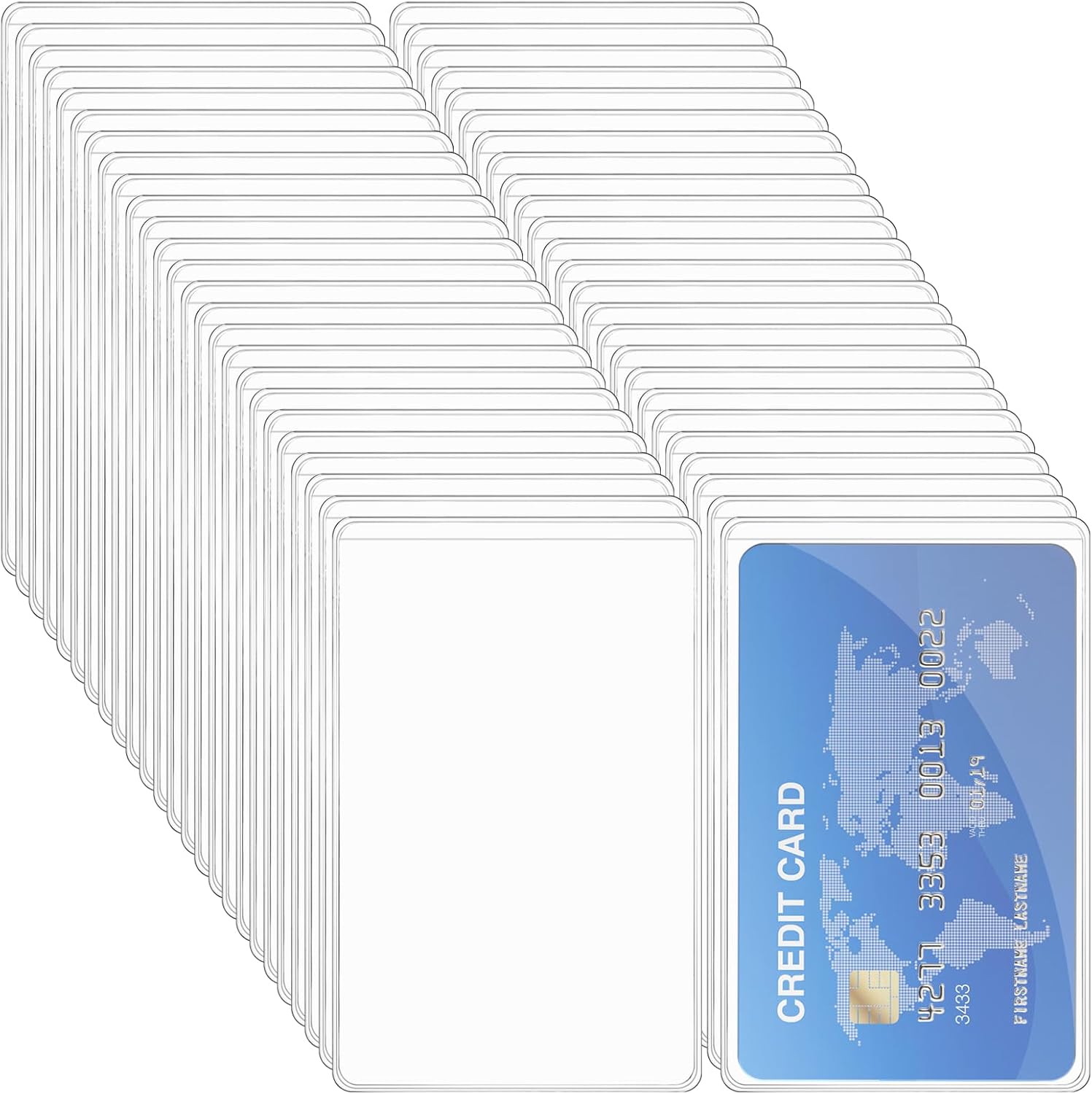 Detalle de Vicloon lot de 50 porte-badges transparents, rechargeables et étanches (PVC) pour cartes