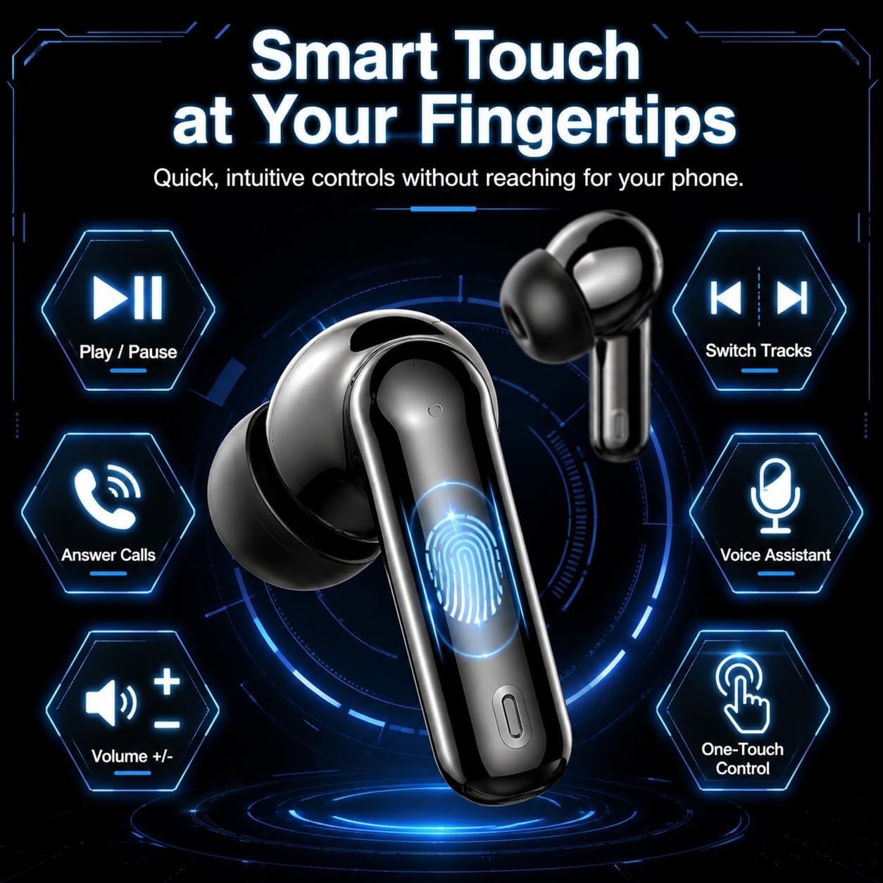 Detalle de Wireless Earbuds (Bluetooth 5.4) with 4 ENC Mic, 36H Playtime, Noise Cancelling In-Ear & IP7 Waterproof