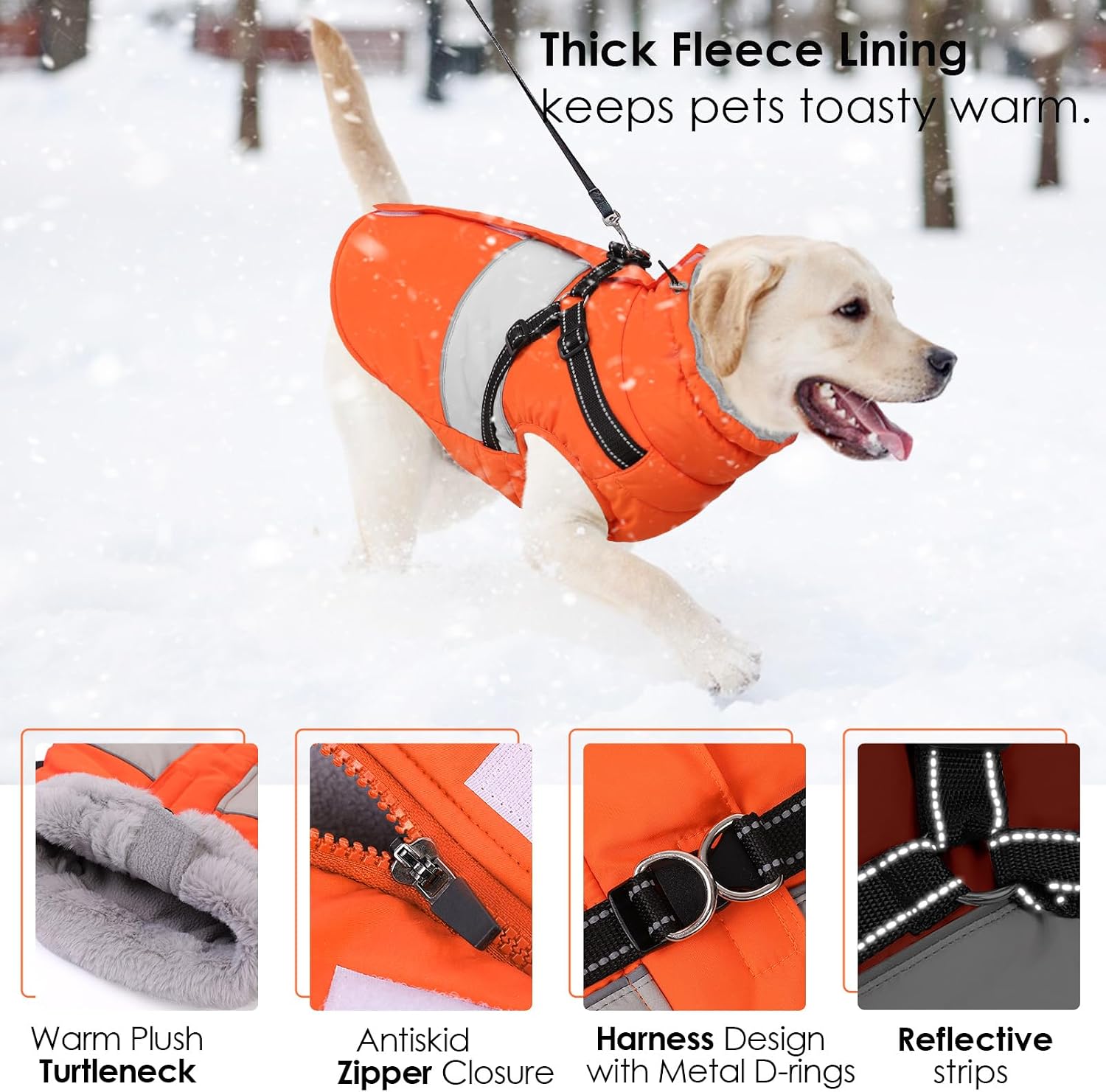 Thumbnail 4 de AOFITEE Dog Coat with Harness Built In (Waterproof Puffer Jacket, Fleece Collar) – XS
