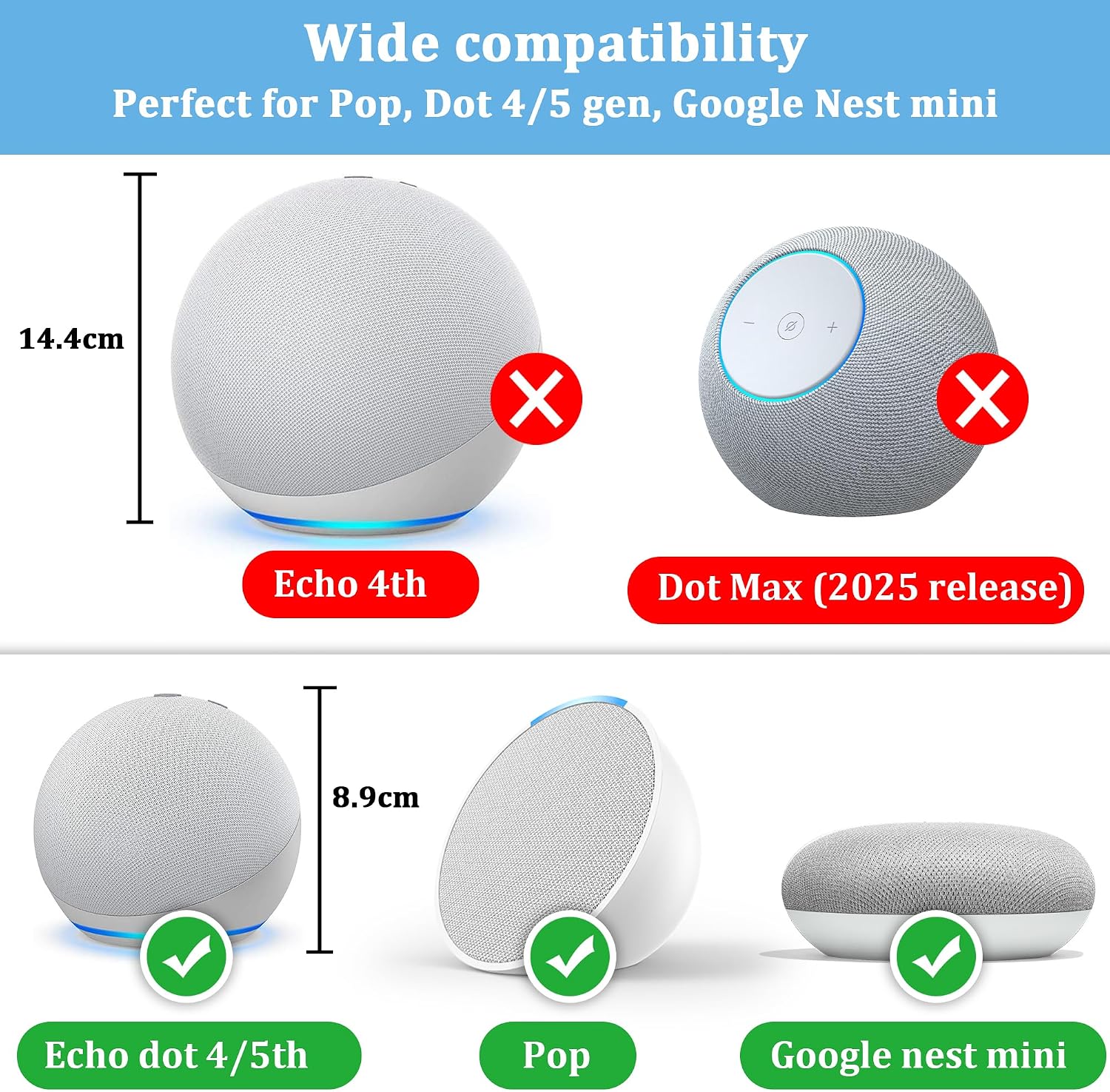 Detalle 2 de Cozycase Plug Wall Mount for Pop/Dot & Google Nest/Home Mini (White)