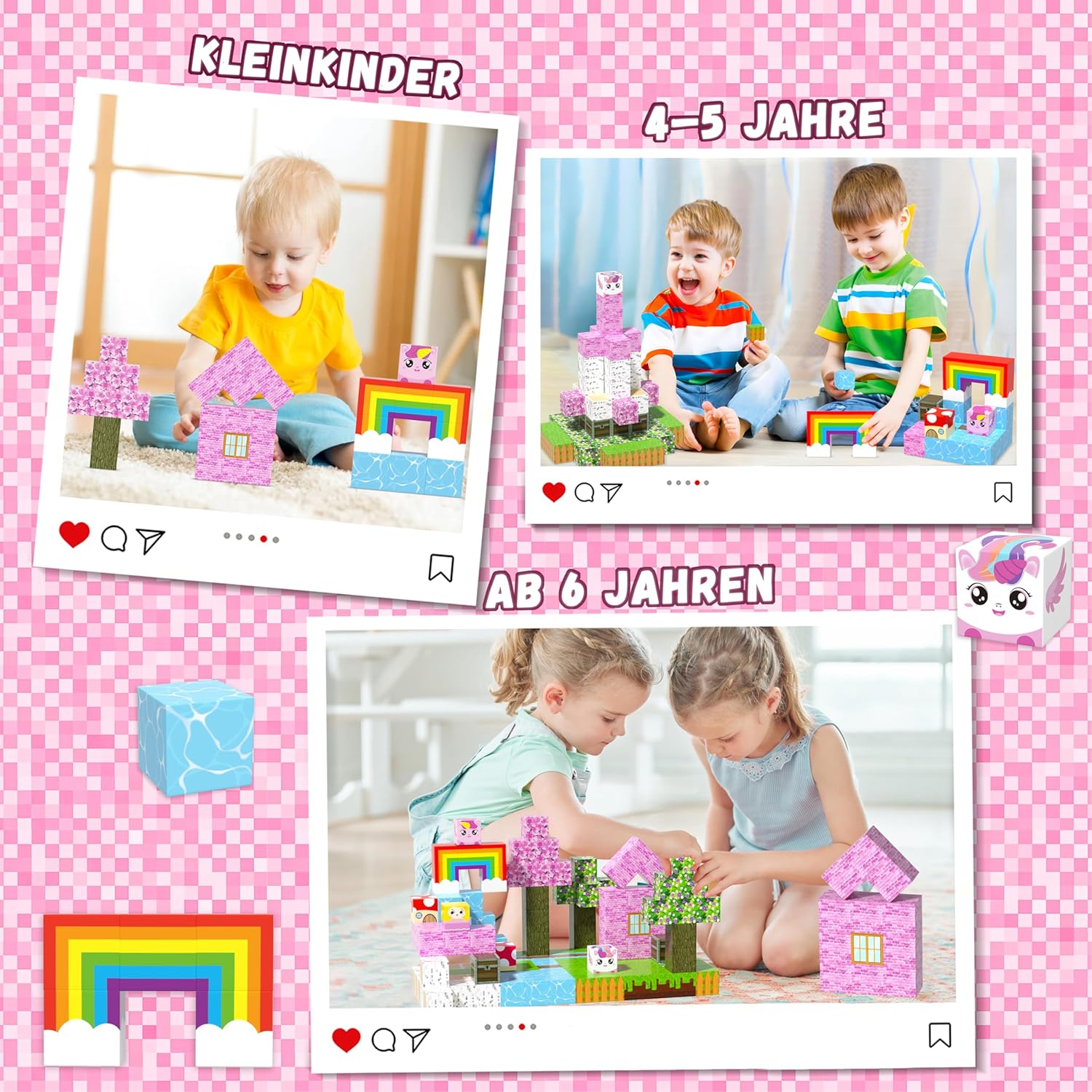 Thumbnail 5 de Trozvyn Magnetische Bausteine 100-Teile – Magnetspielzeug für Einhorn, Wald, Tiere, Schloss