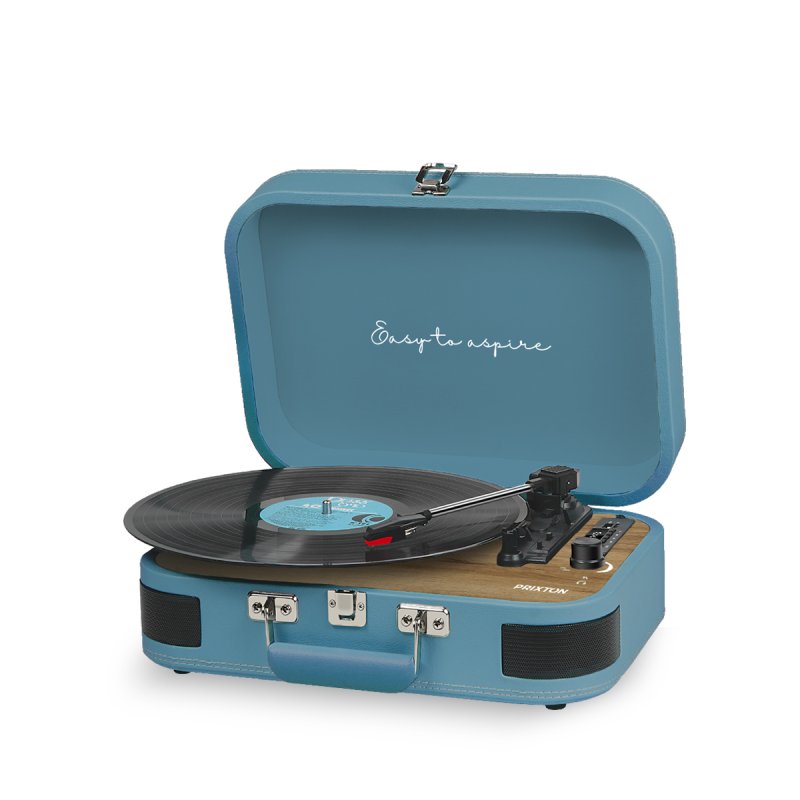 Detalle 2 de Prixton VC600 Tocadiscos Bluetooth Azul: estilo vintage y versatilidad en una maleta portátil