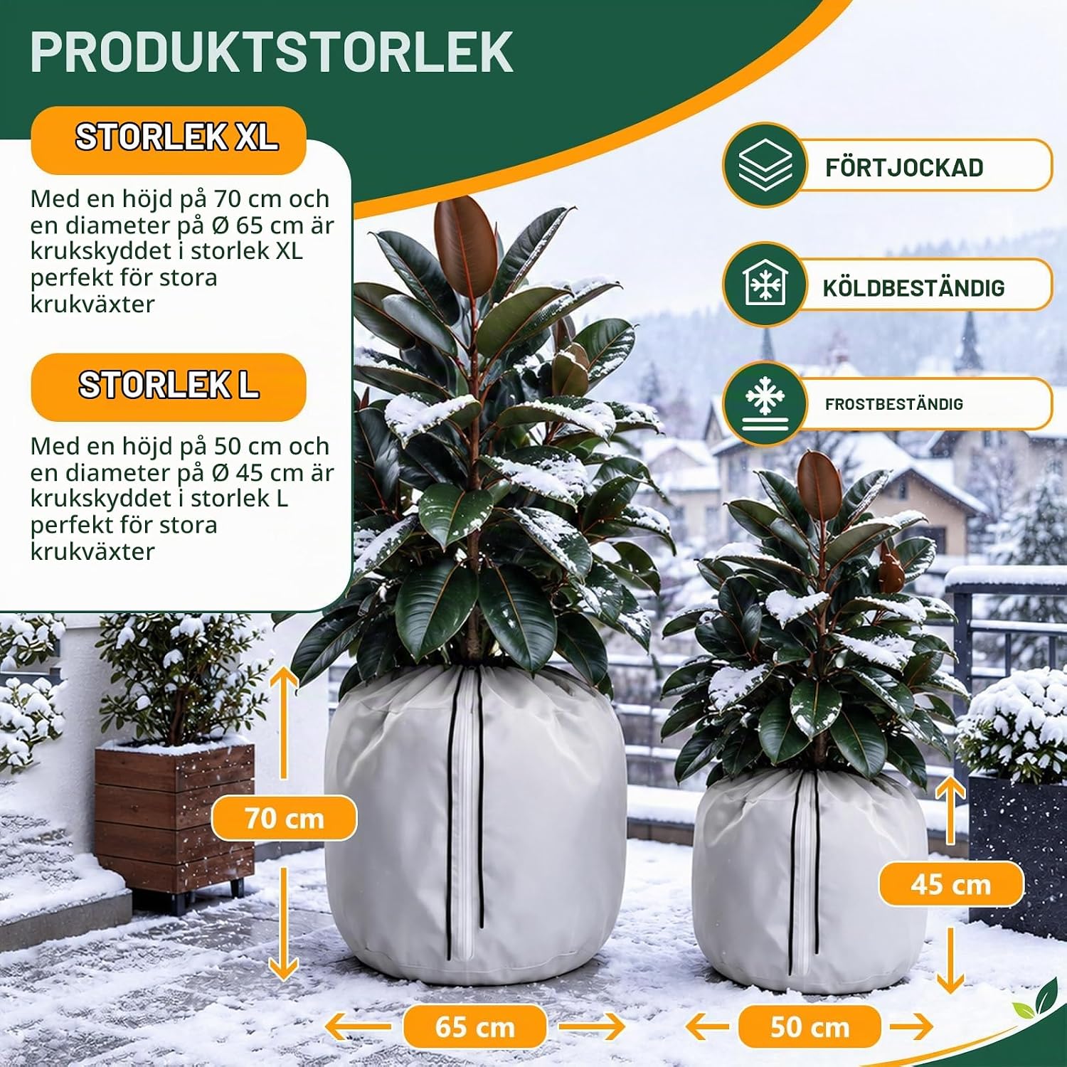 Detalle 2 de InemzTal vinterskydd för krukväxter, 2-pack med fyra lager och dragkedja