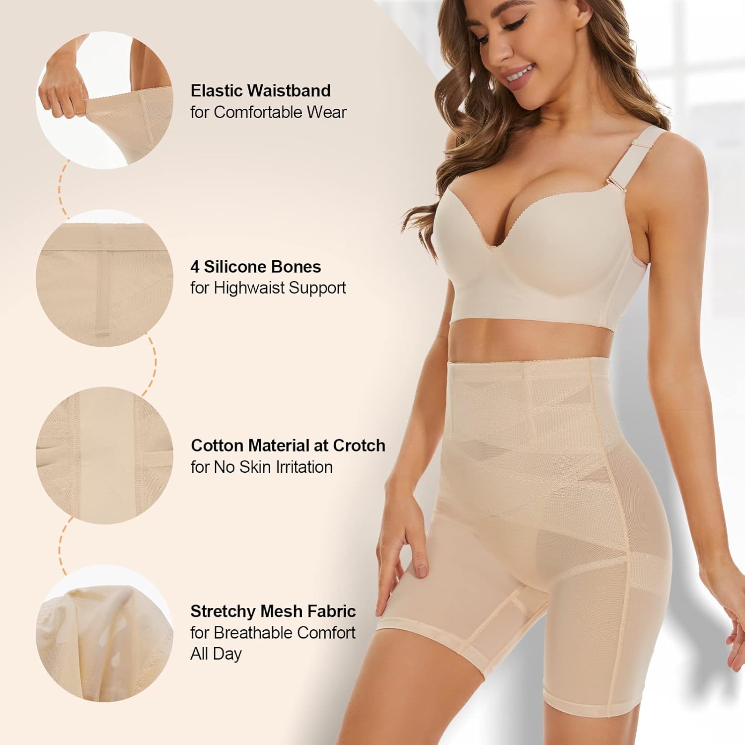 Detalle de SIMIYA Tummy Control Knickers: High Waisted Shapewear for Everyday Confidence