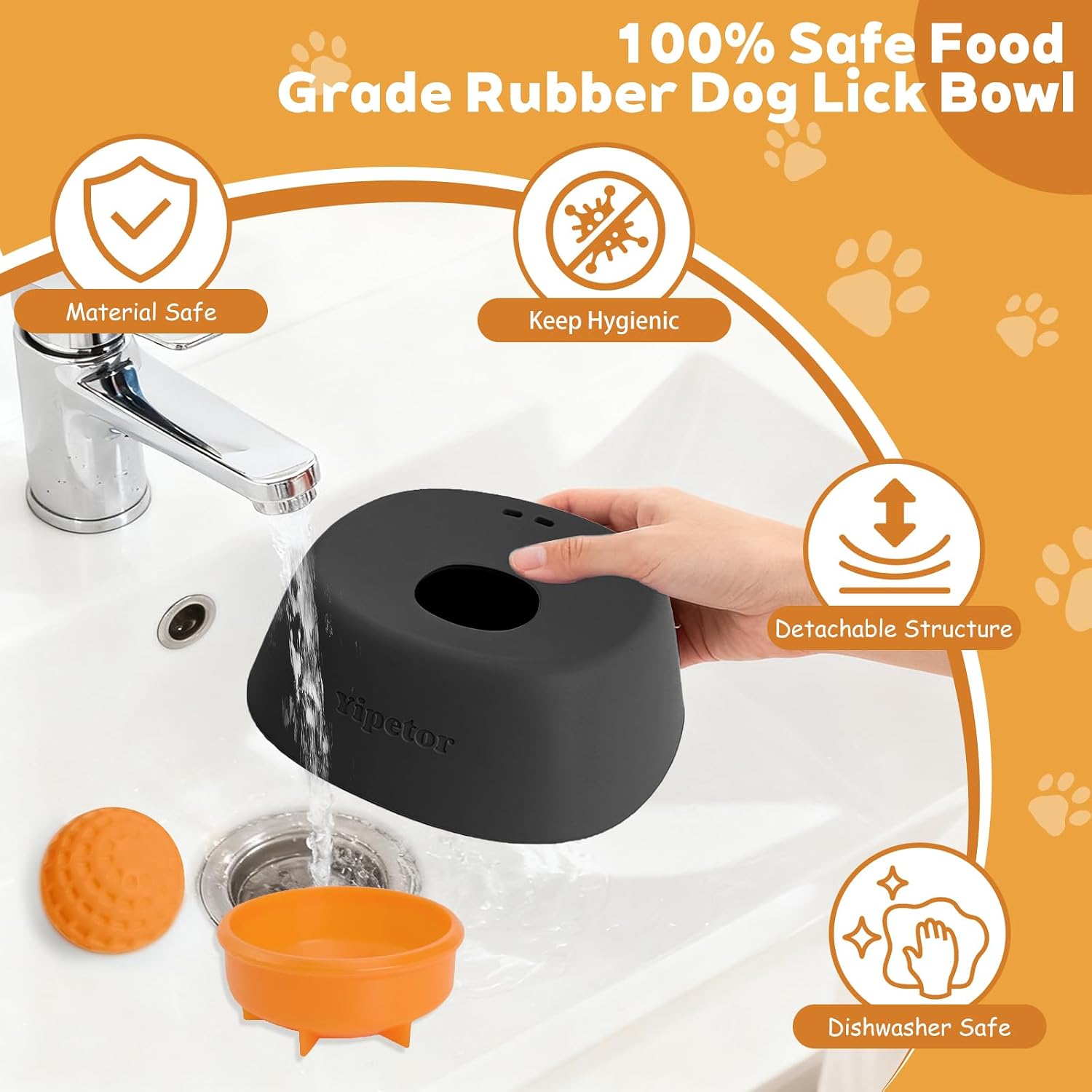 Detalle 2 de Yipetor Slow Feeder Dog Bowl for Liquid Treats — Anti-Slip Ball-in Bone Broth Lick Bowl for All Breeds